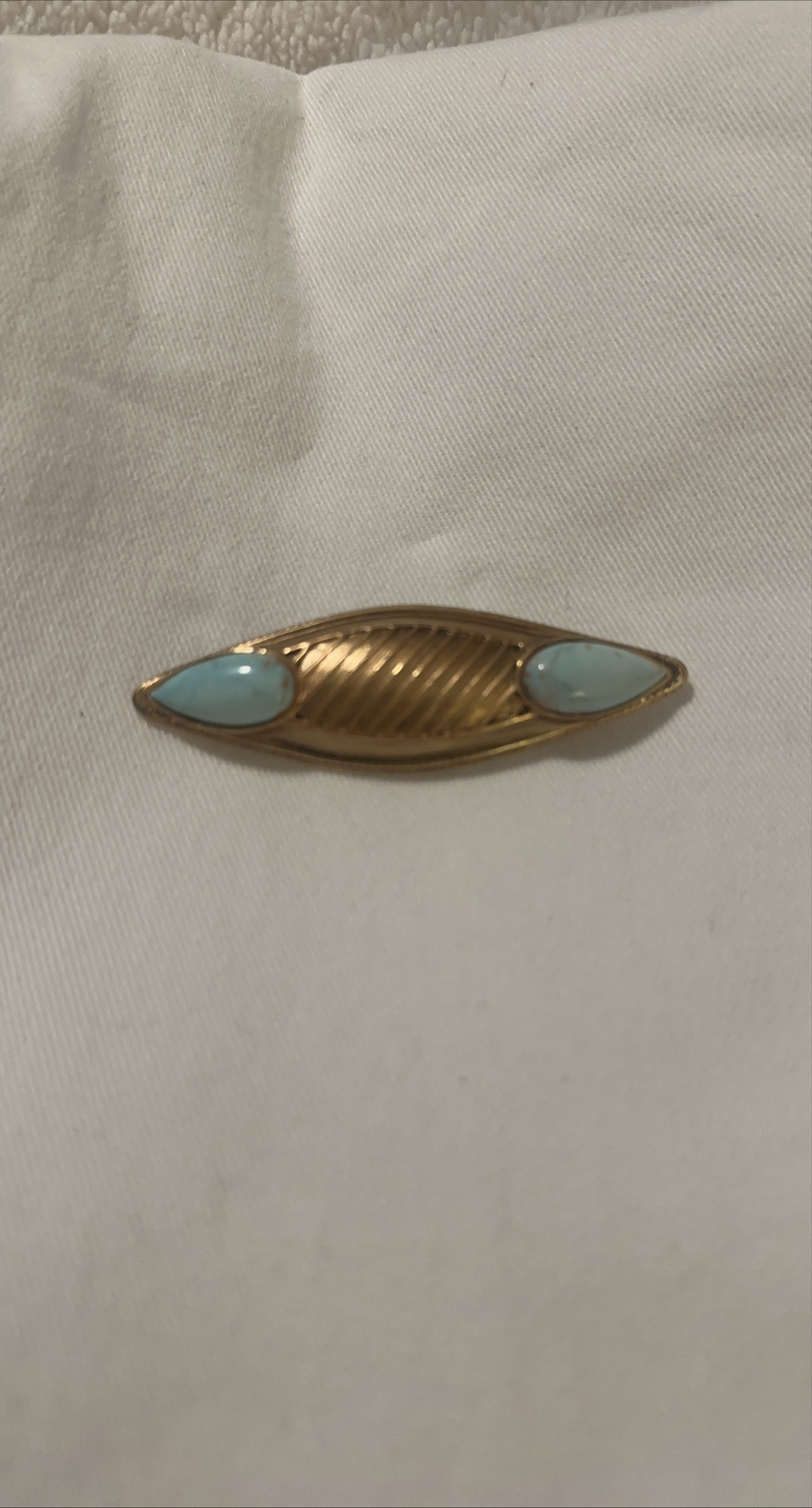 Vintage Gold Tone Brooch with Blue Accents thumbnail