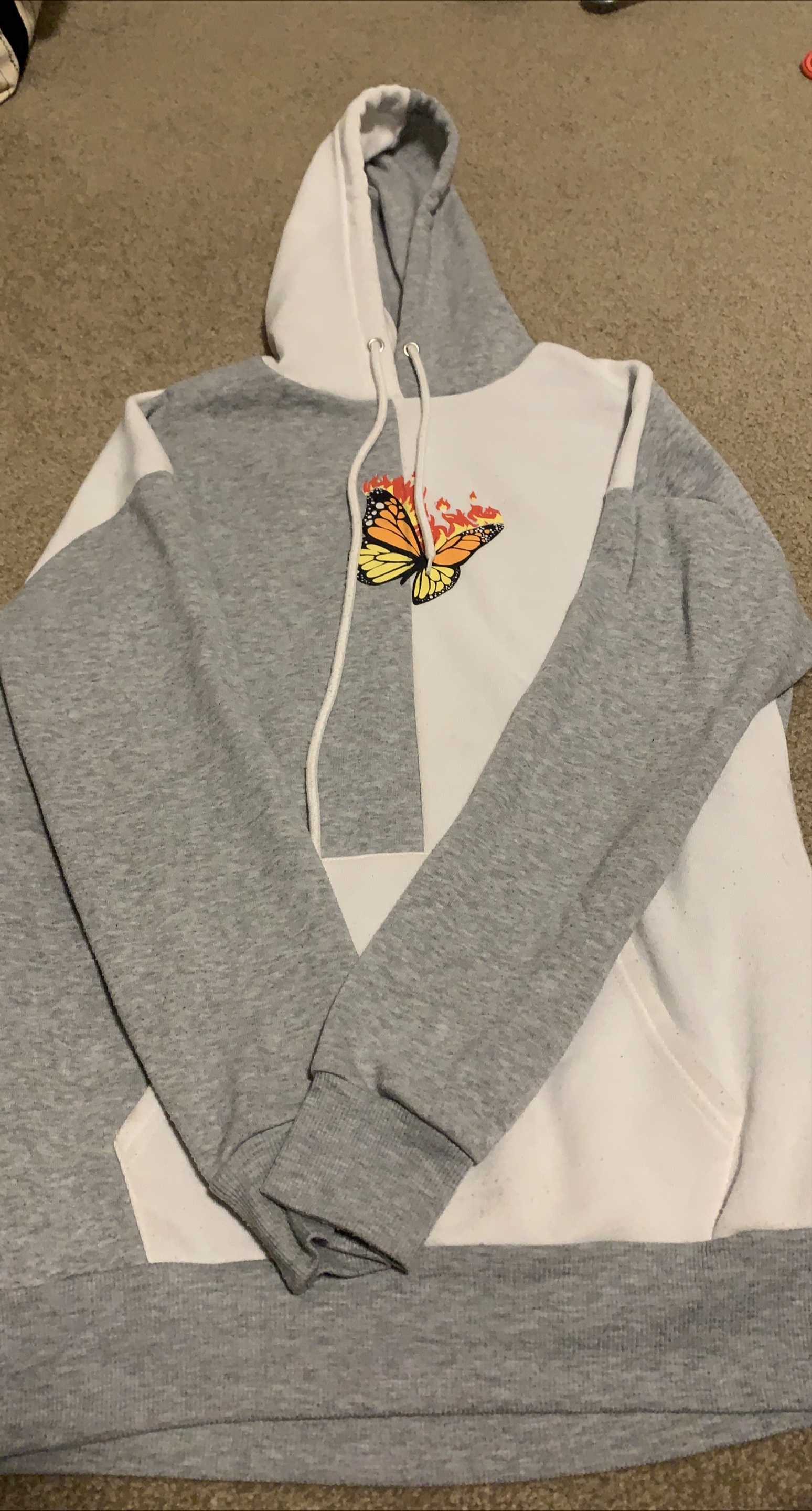 Grey & White Butterfly Hoodie 🇨🇦 thumbnail