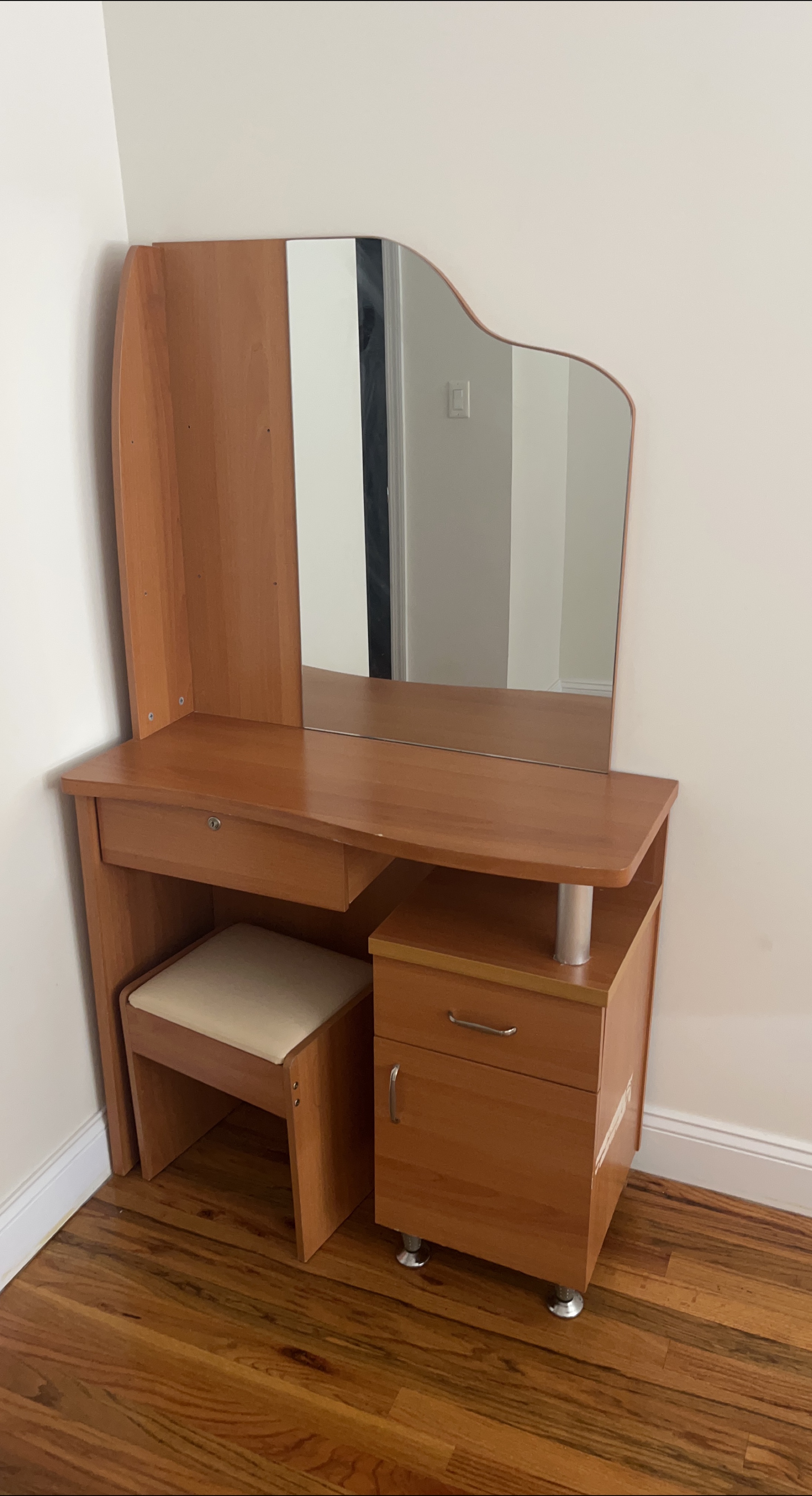 Vanity Table with Mirror and Stool thumbnail