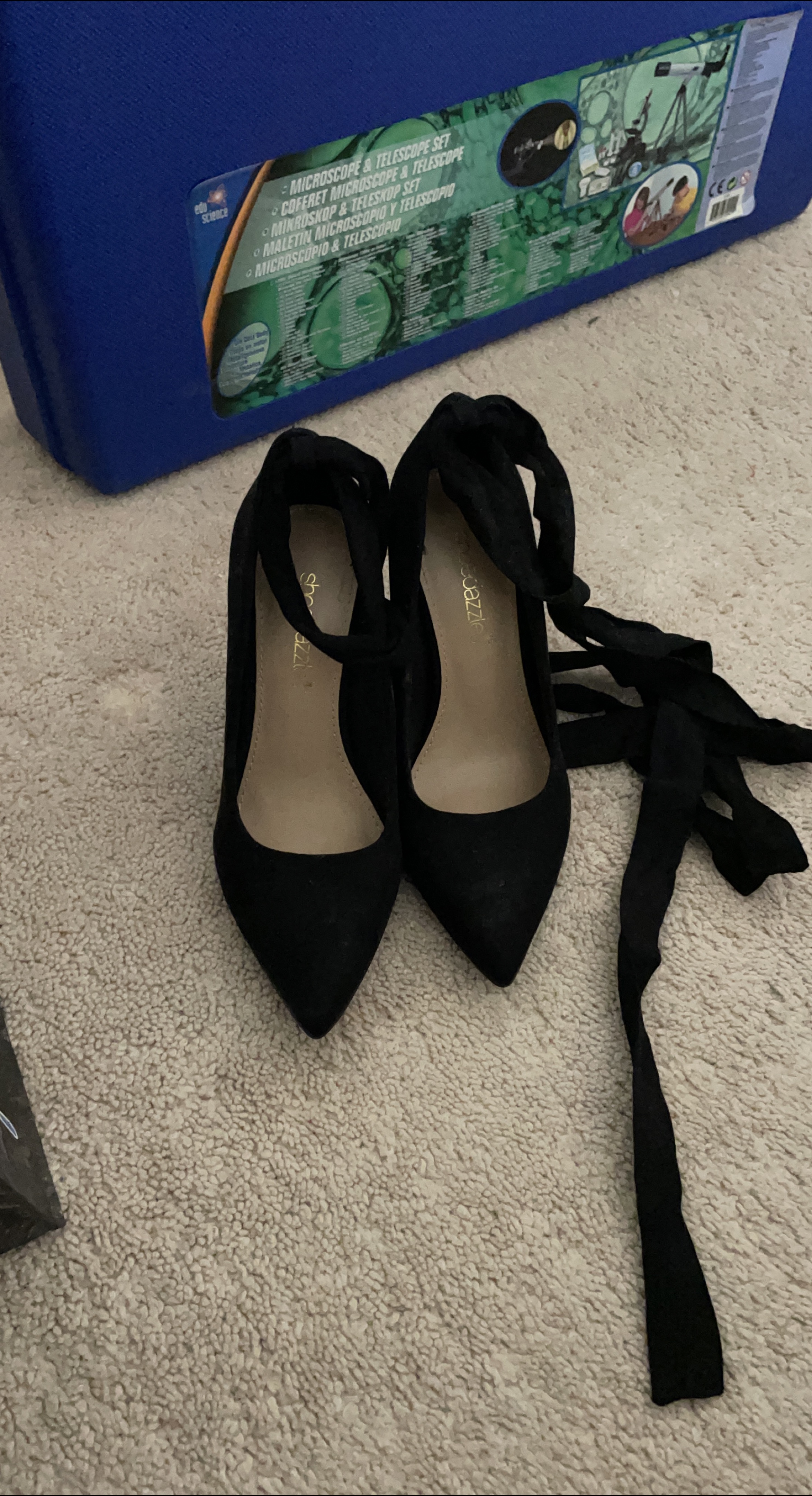 Shoe Dazzle  Black Velvet Heels thumbnail