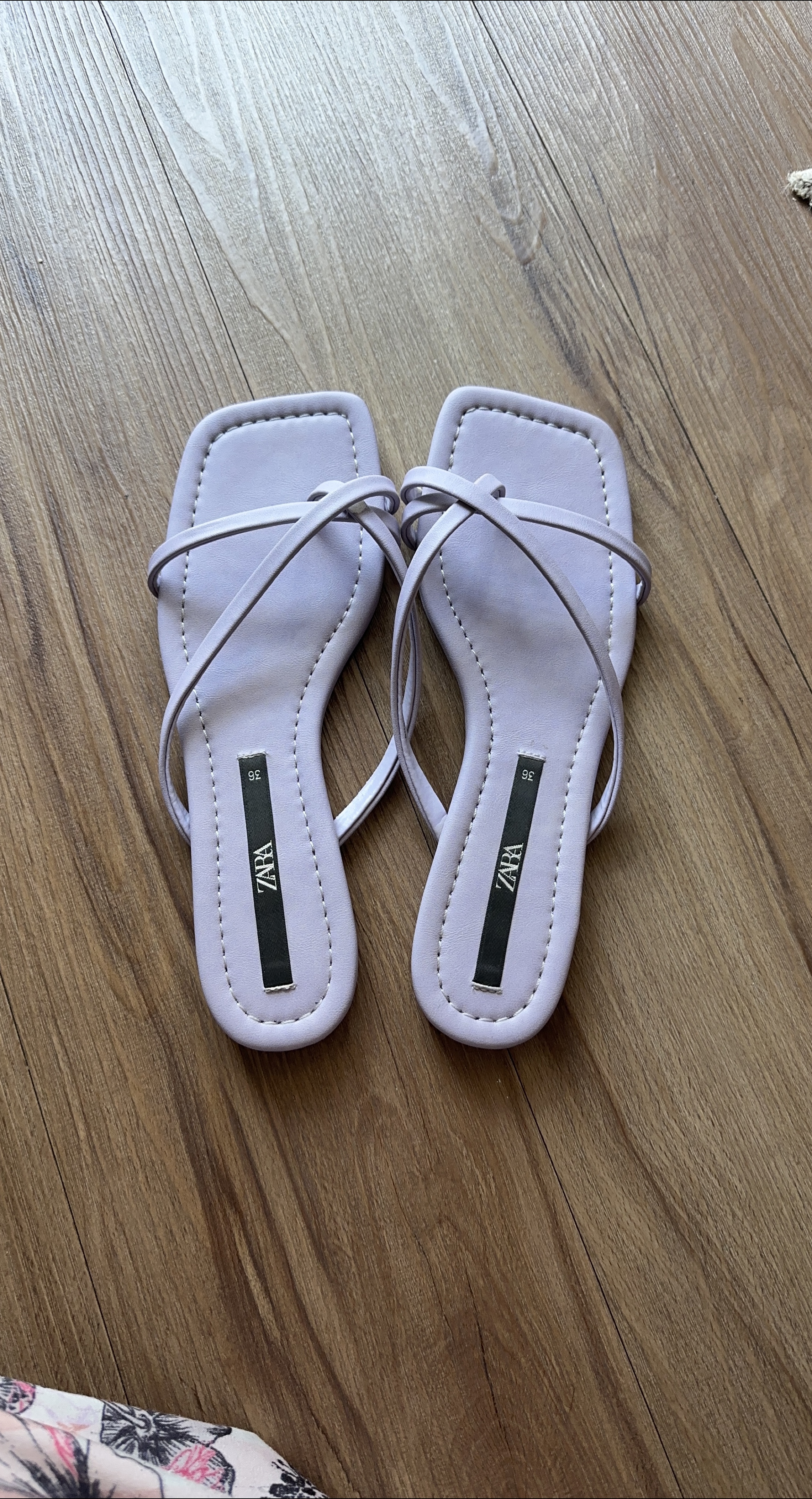 Zara Lilac Square Toe Sandals - Size 36 thumbnail