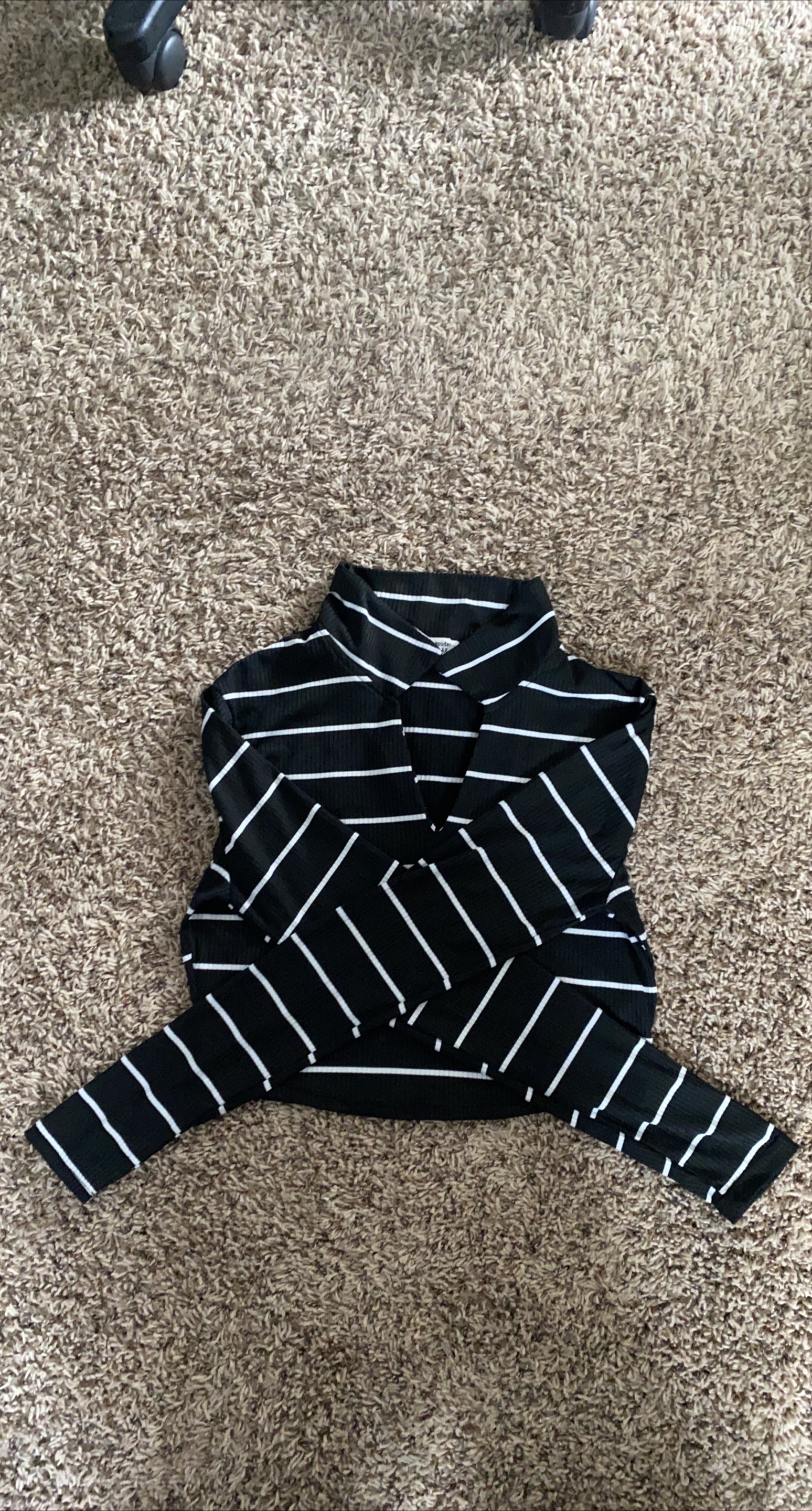 Striped Long Sleeve Top - Black & White thumbnail
