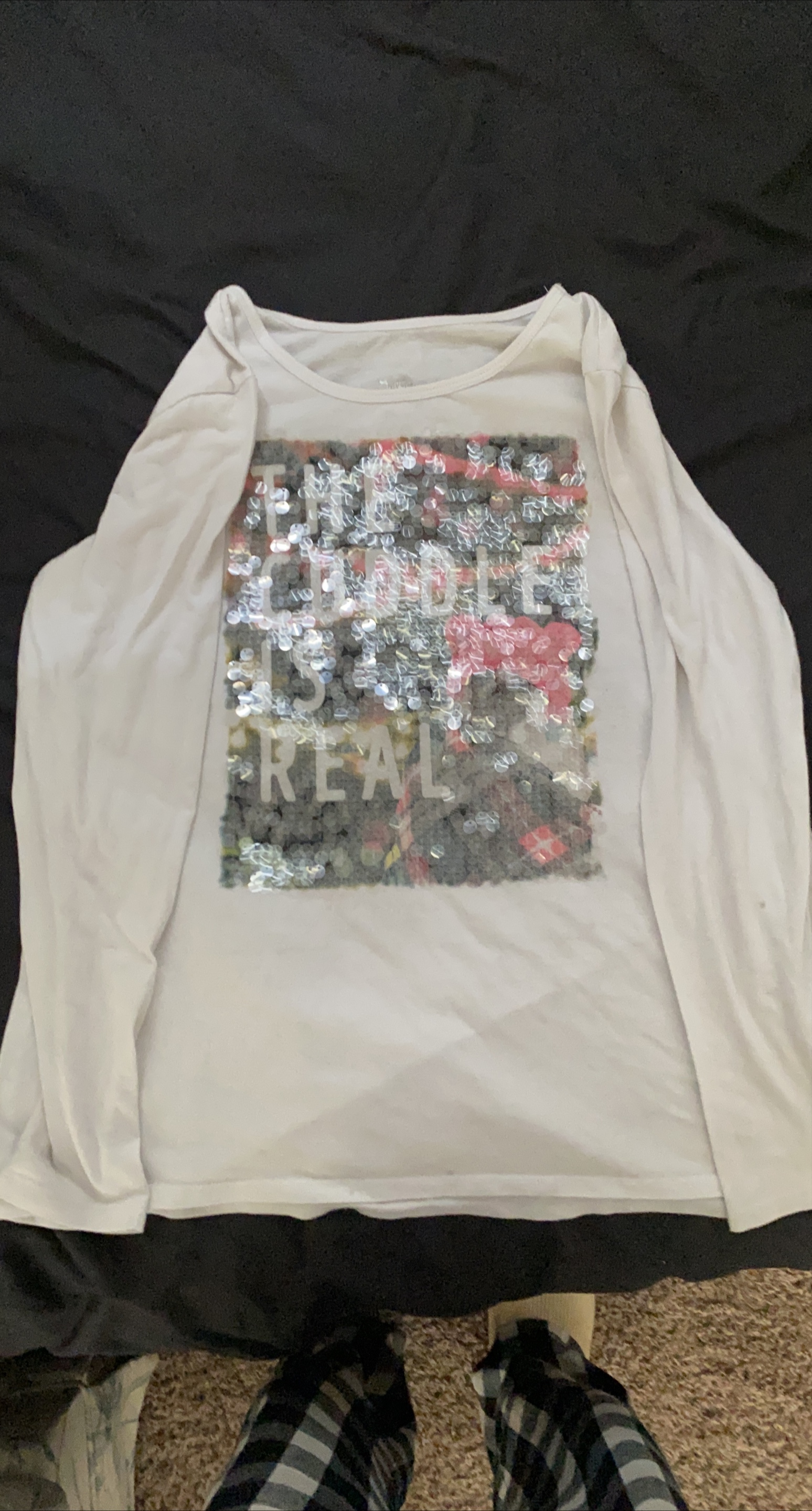 Girls' White Sequin Long Sleeve Top thumbnail