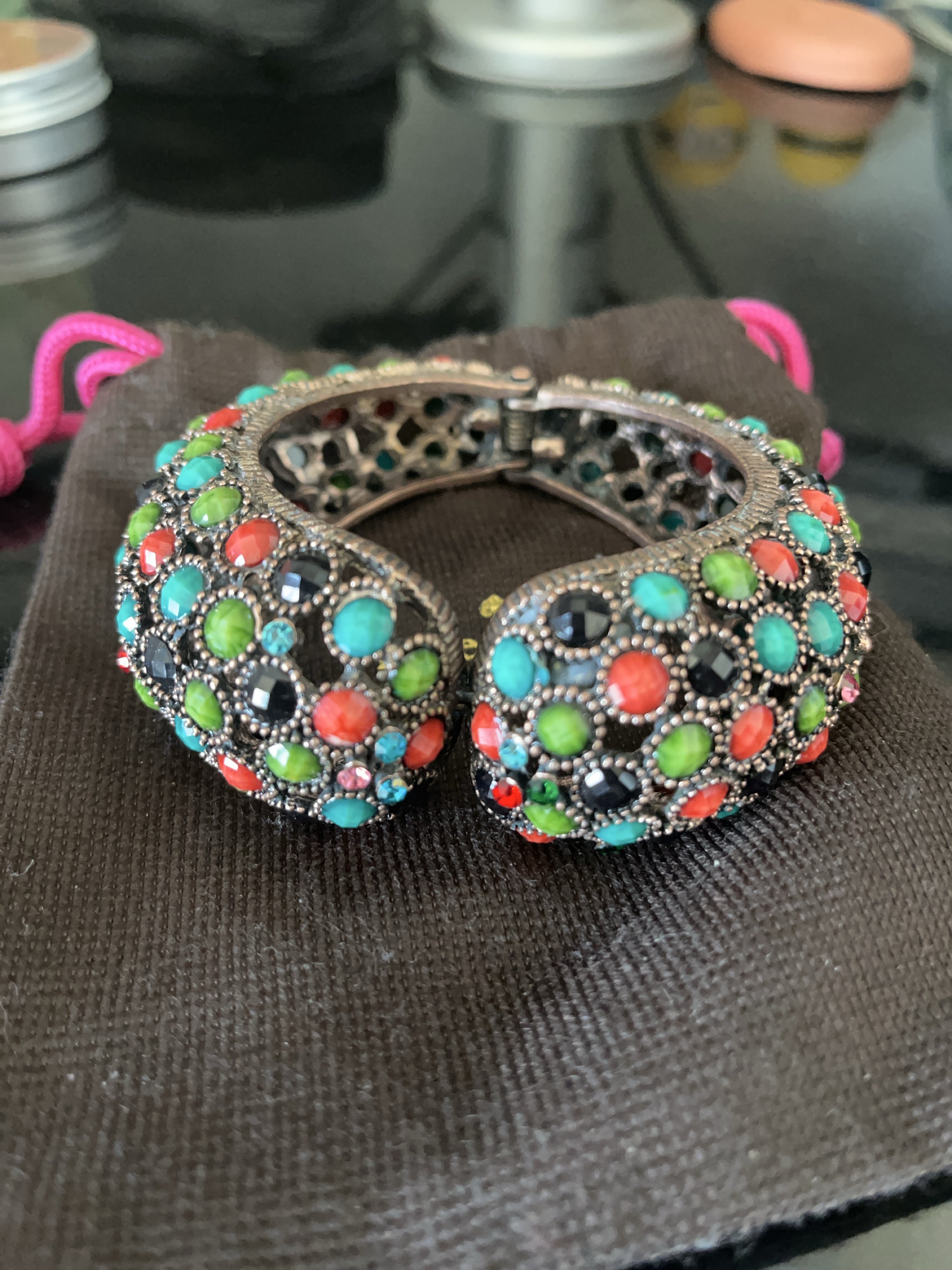 Colorful Gemstone Bangle Bracelet thumbnail