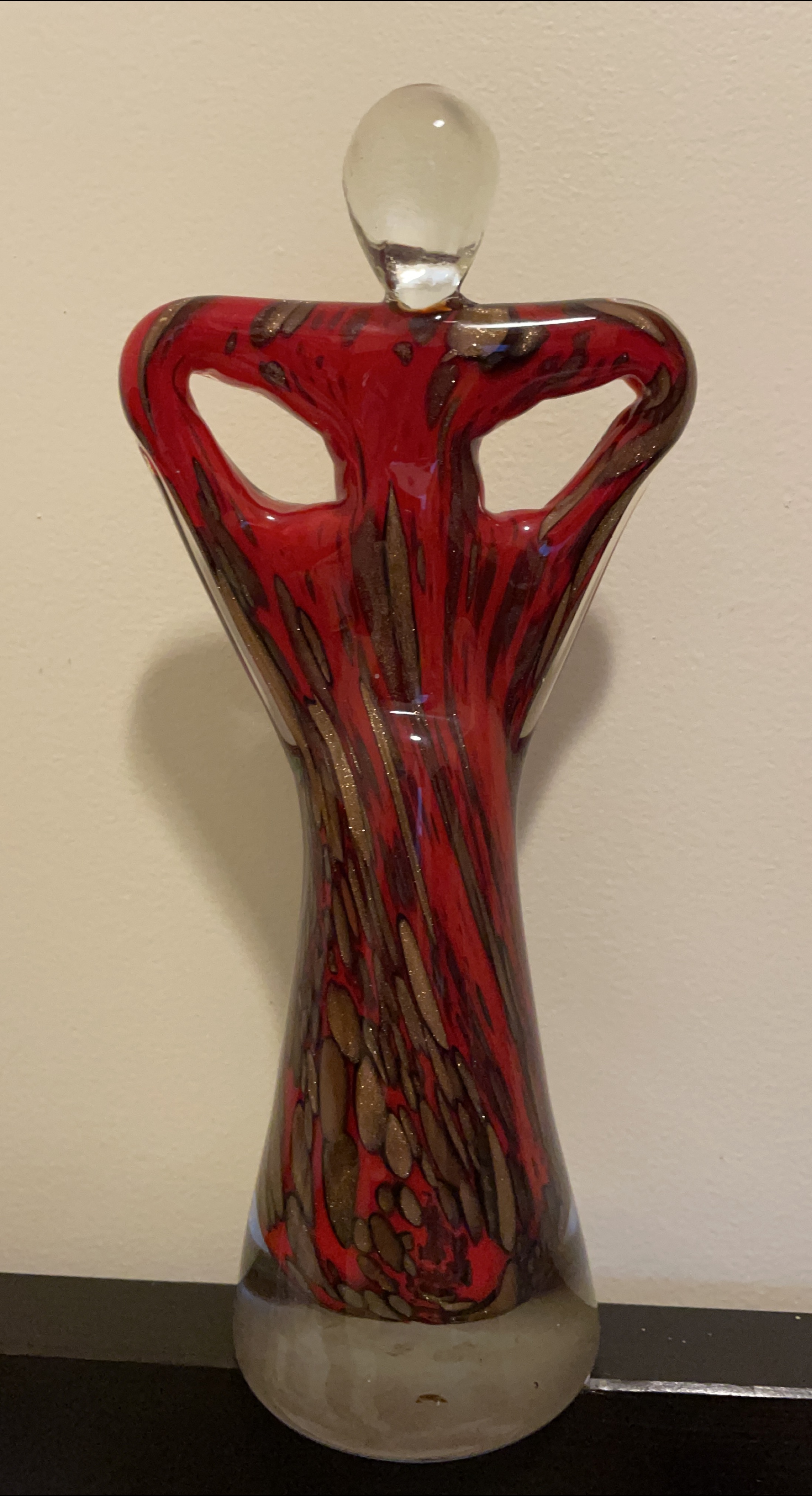Red & Gold Art Glass Vase thumbnail