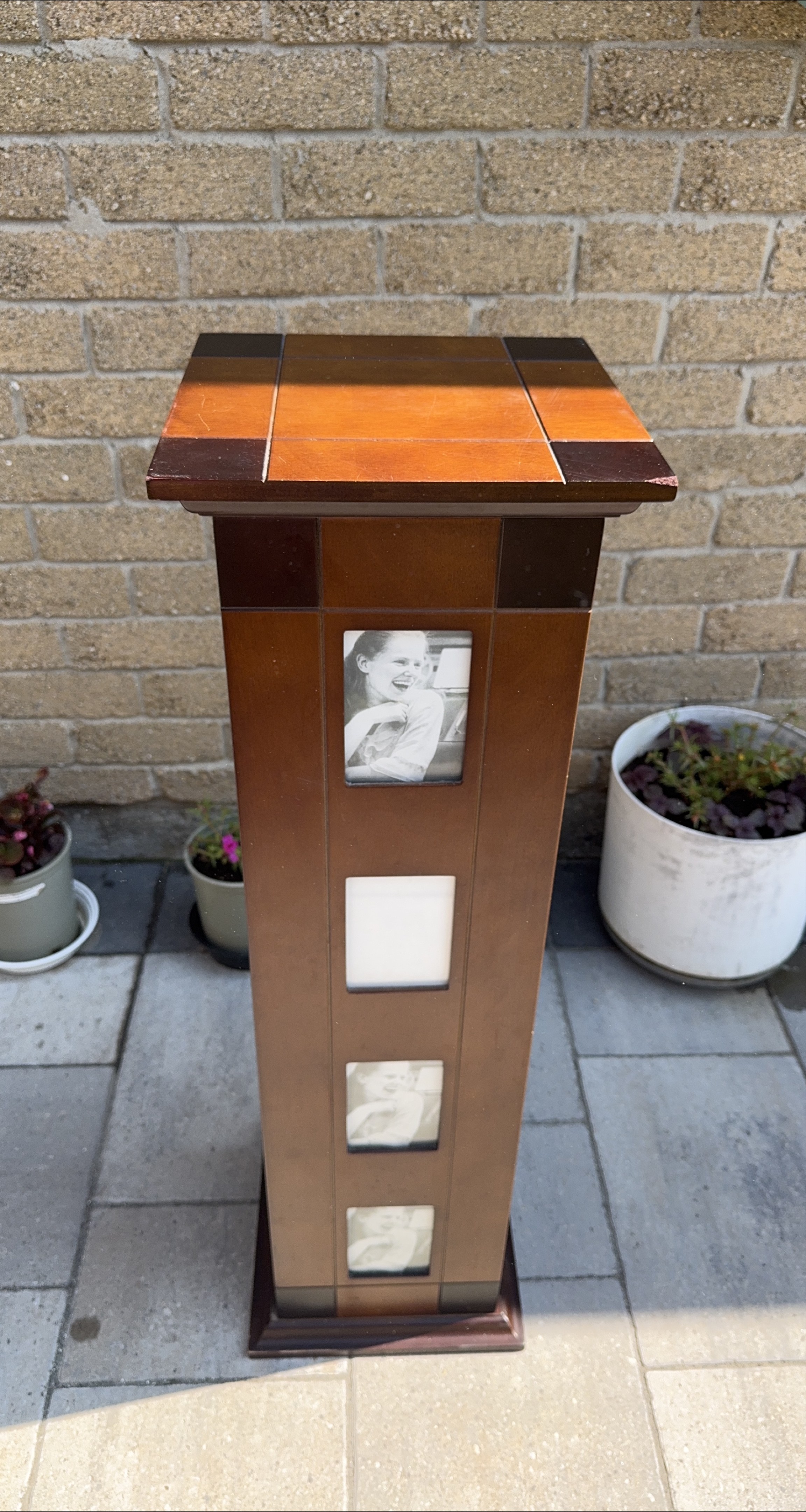 Wooden Display Cabinet with Photo Frames