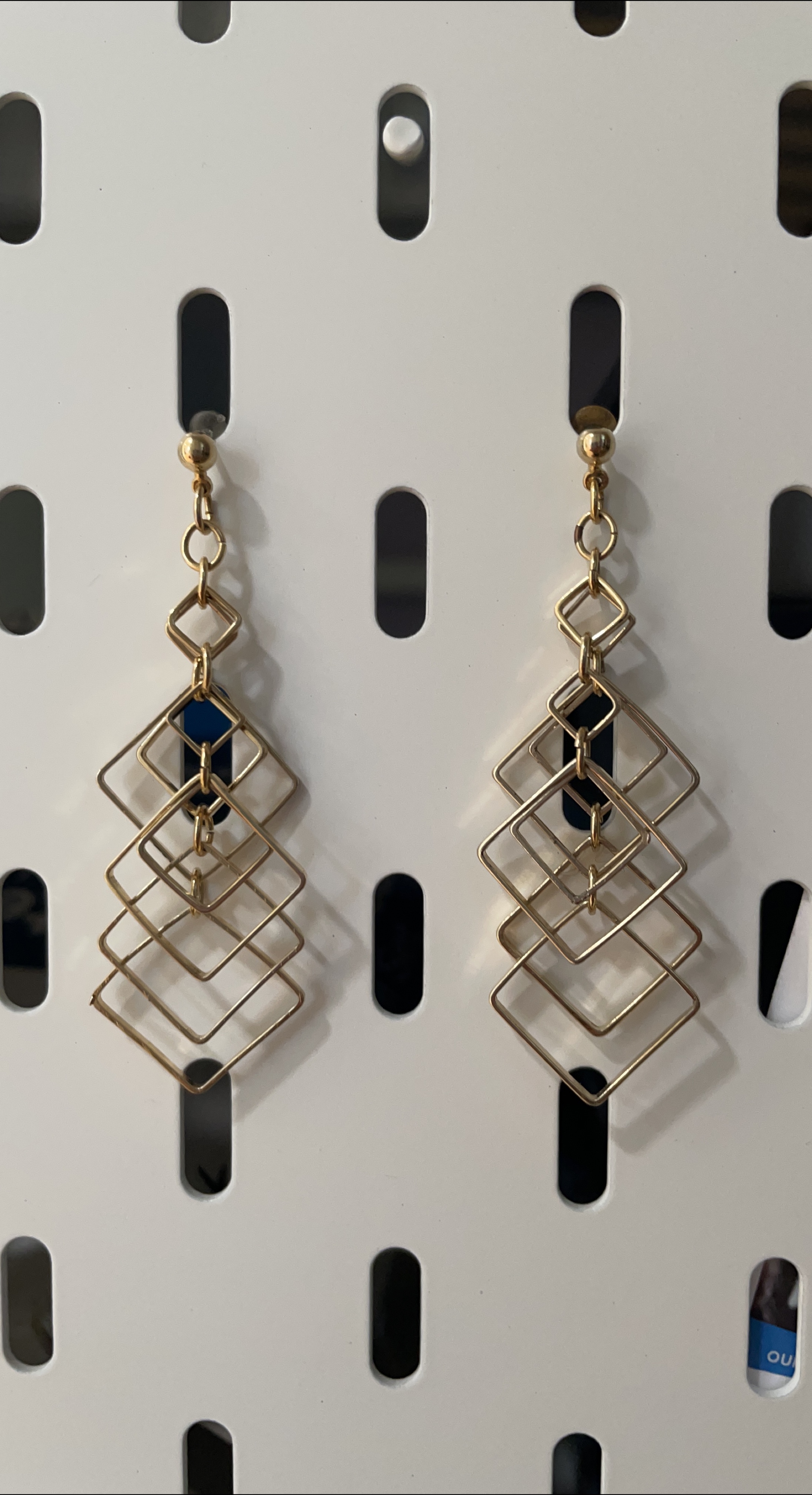 Gold Geometric Drop Earrings thumbnail