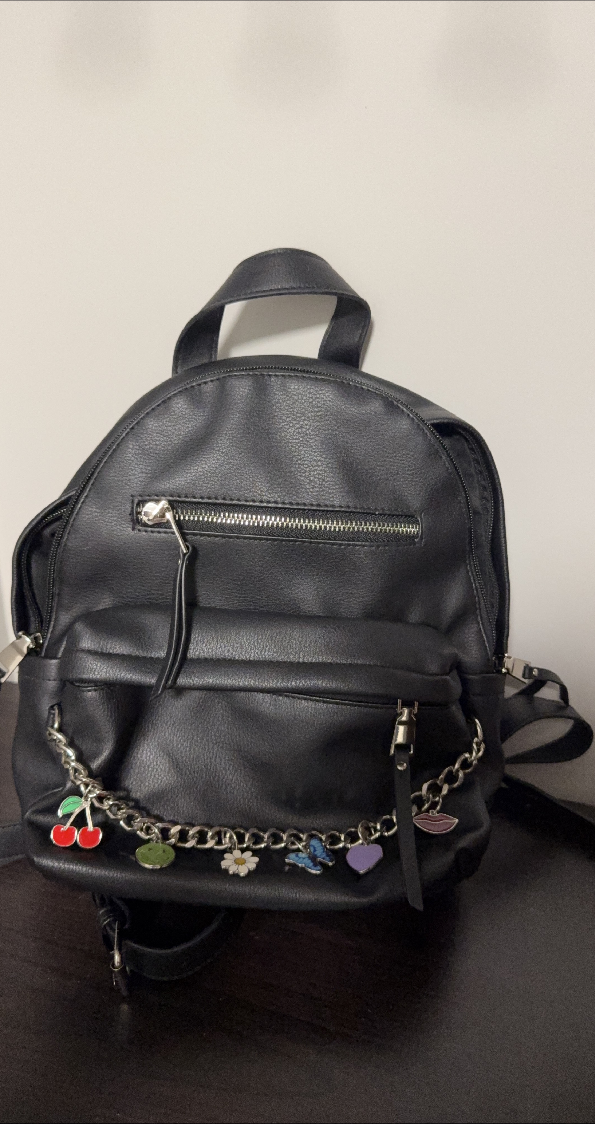 Black Mini Backpack with Chain thumbnail