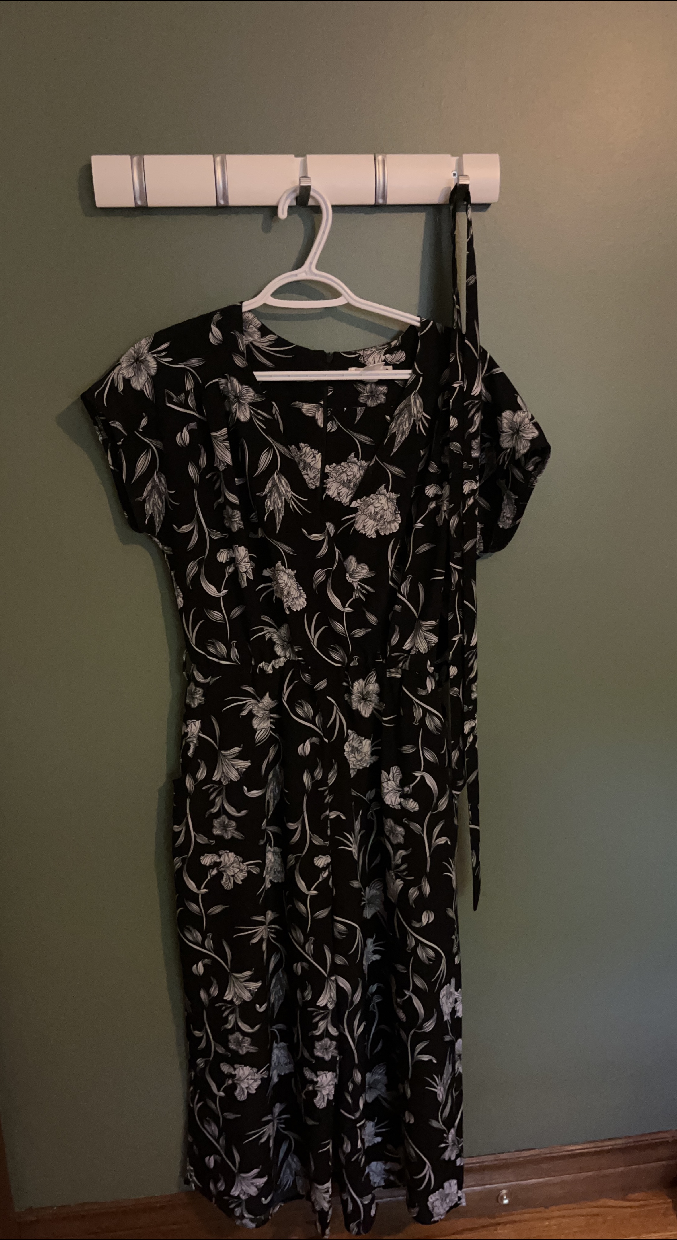 Floral Print Romper Dress - Black & White thumbnail