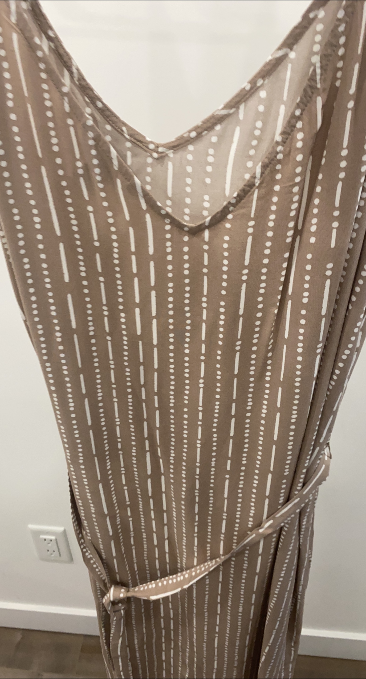 Brown & White Striped Dress with Belt thumbnail