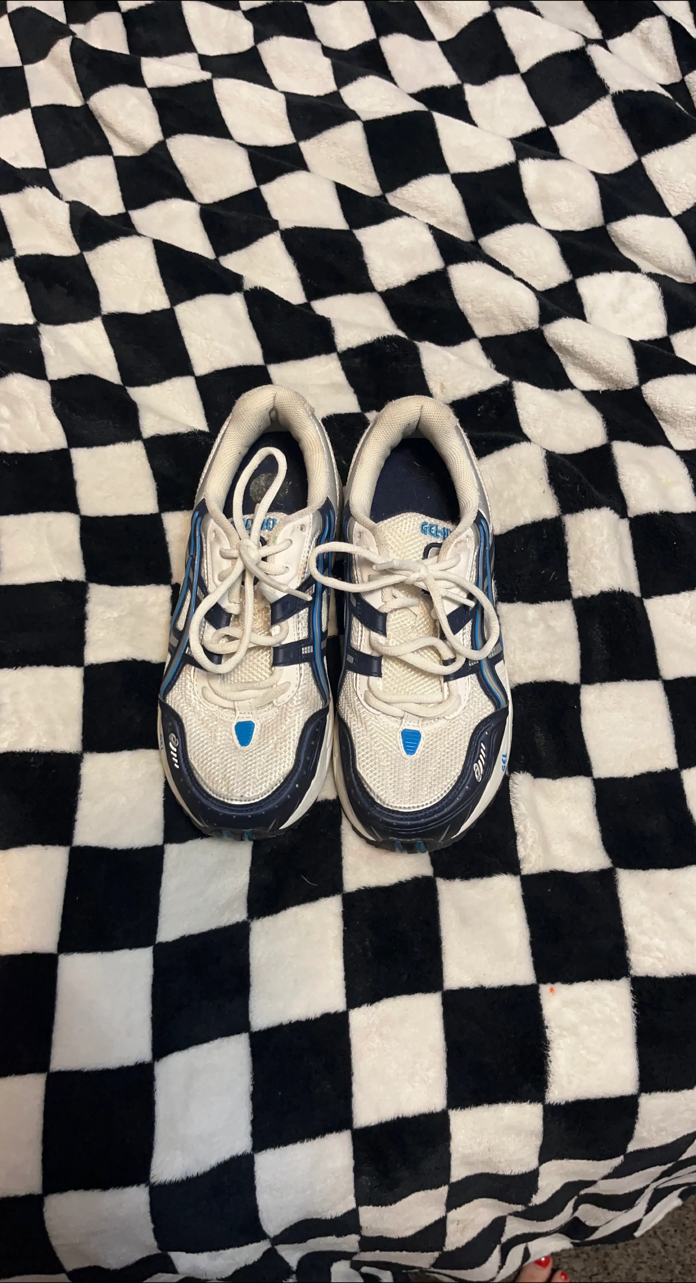 Asics Gel White & Blue Running Shoes