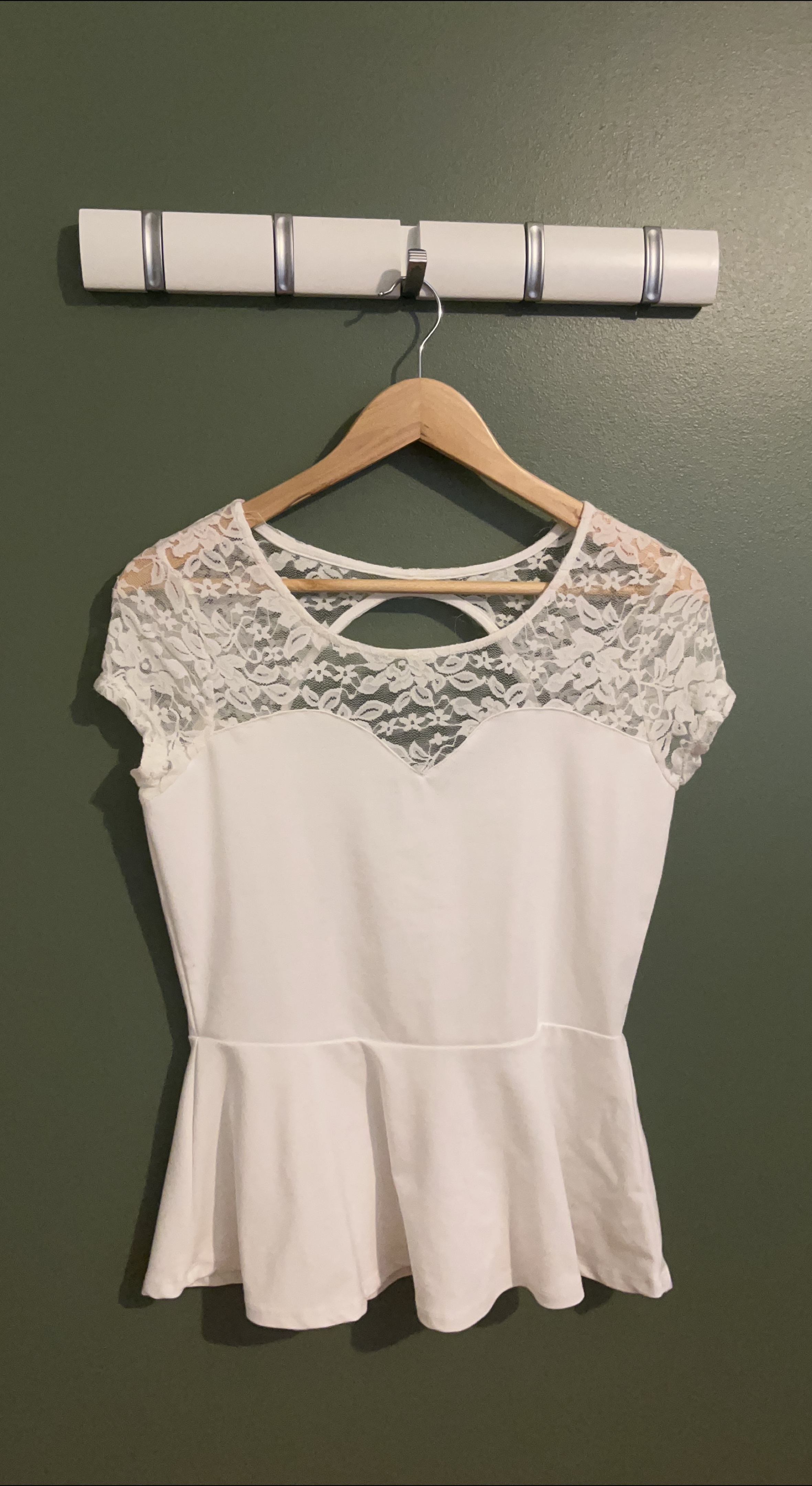 White Lace Peplum Top thumbnail