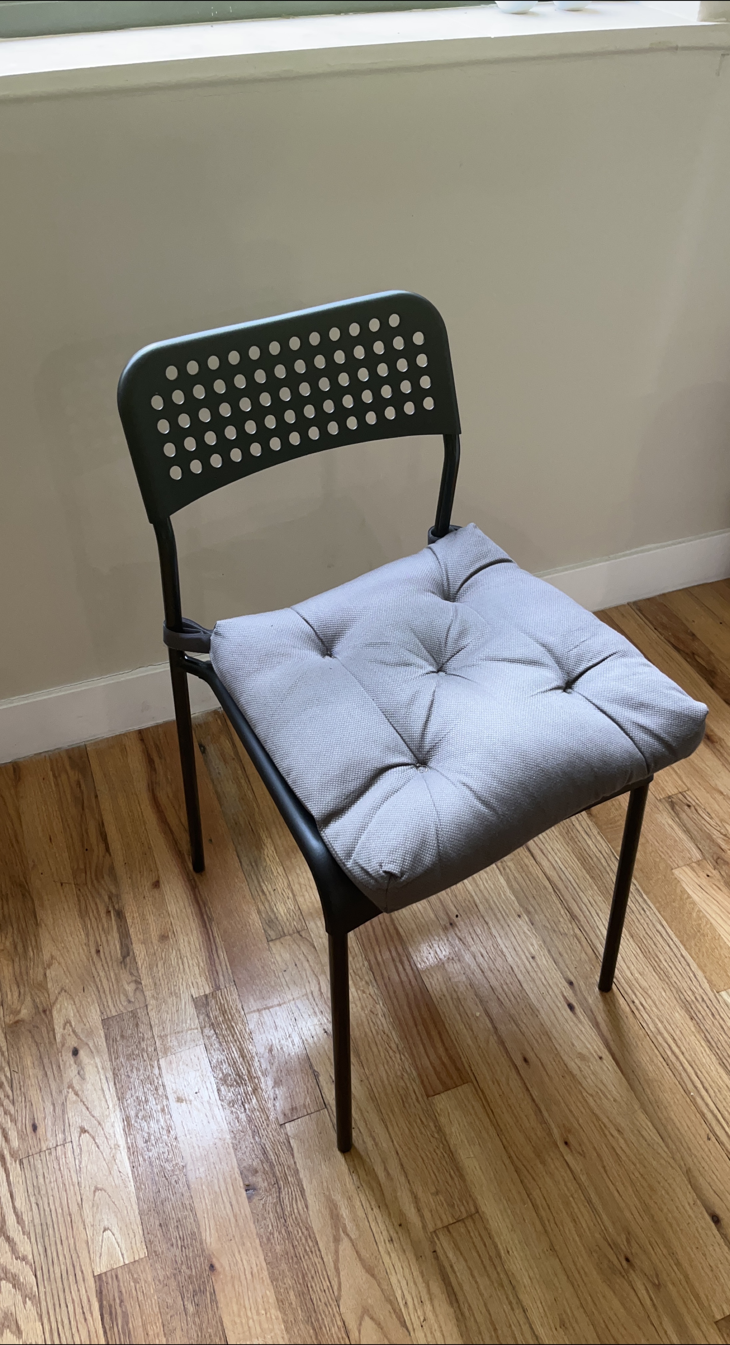 Ikea Black Chair with Gray Cushion