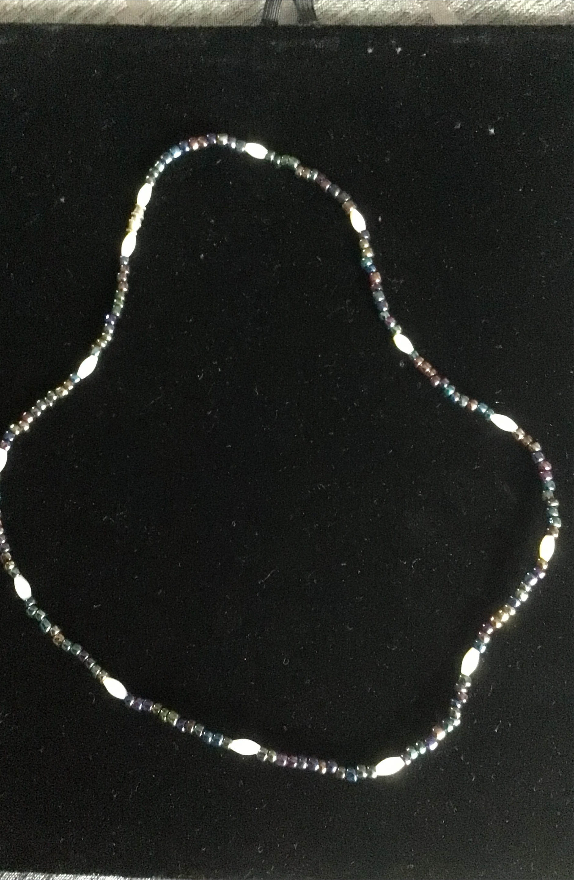 Necklace white and coloured beads 20 inches