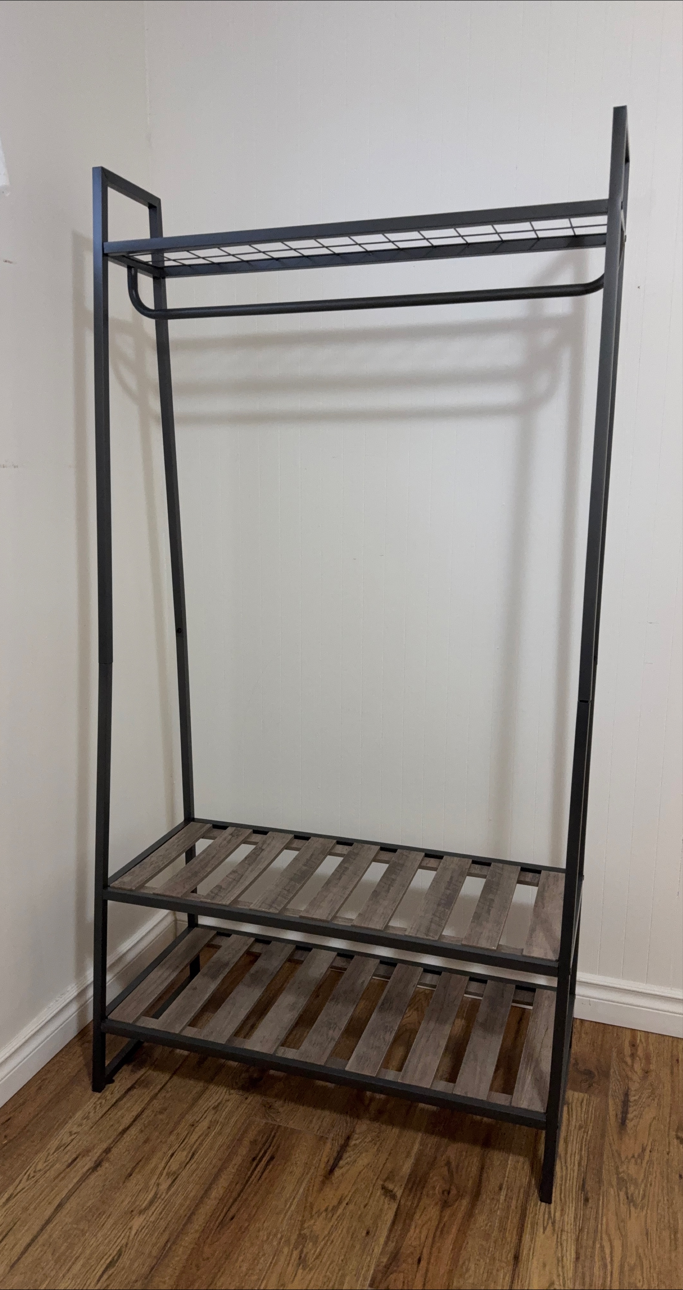 Metal Clothes Rack with Shelves