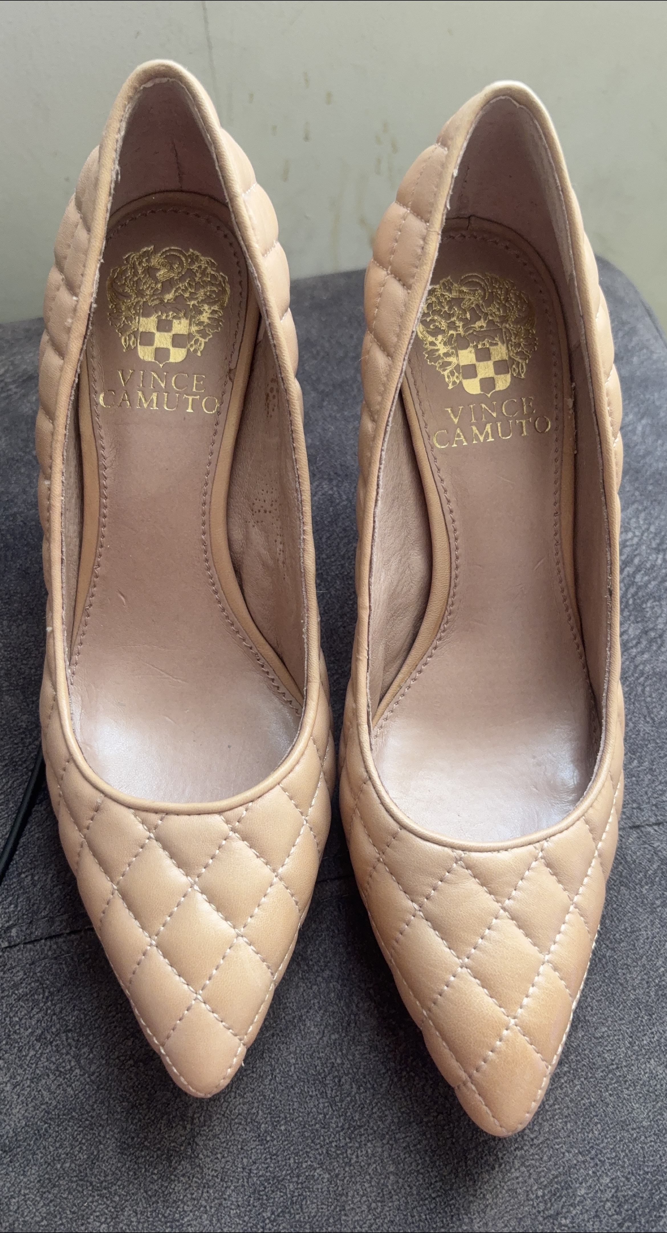 Vince Camuto Beige Quilted Heels