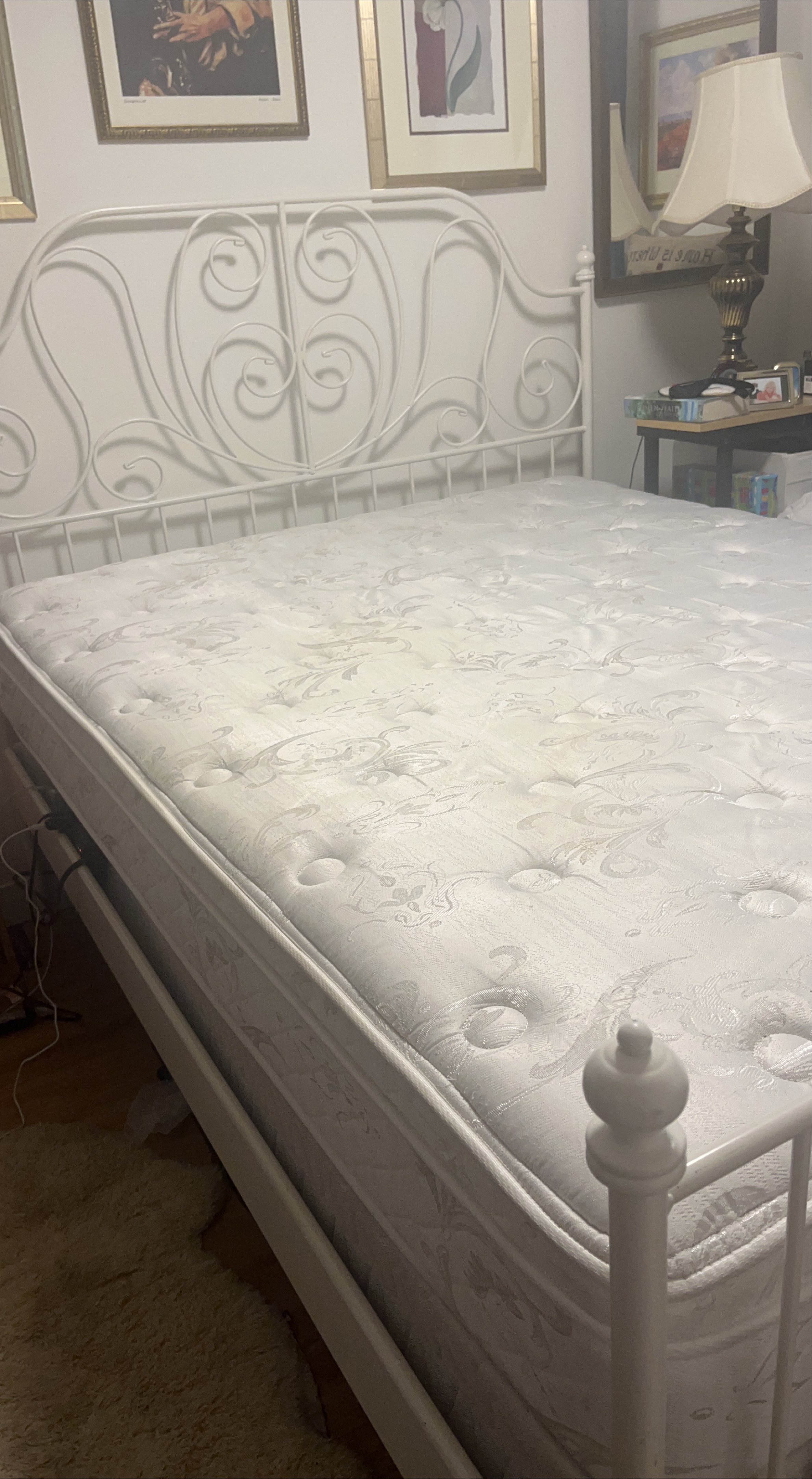 White Bed Frame and Mattress