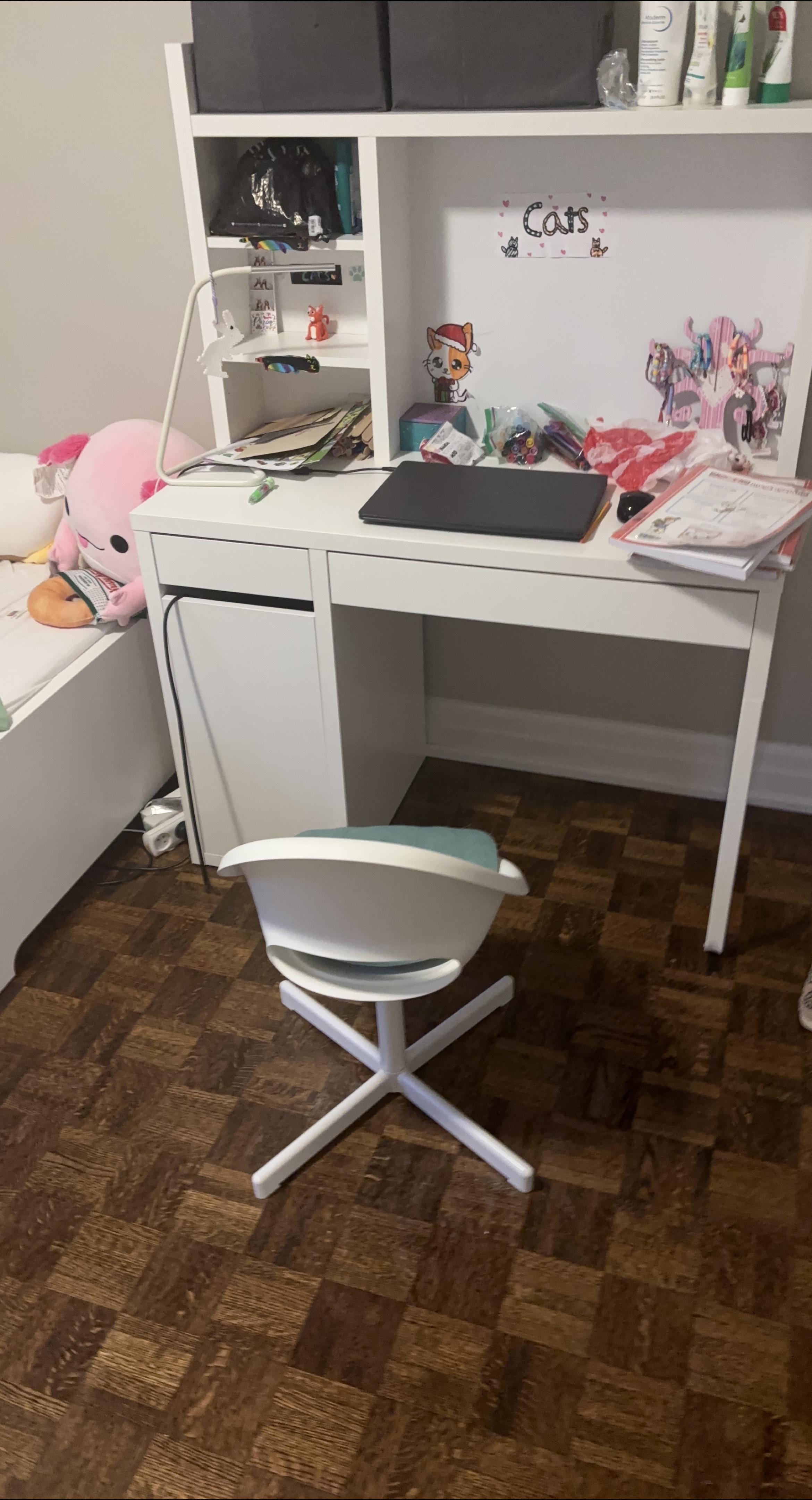 White Desk with Hutch and Chair thumbnail