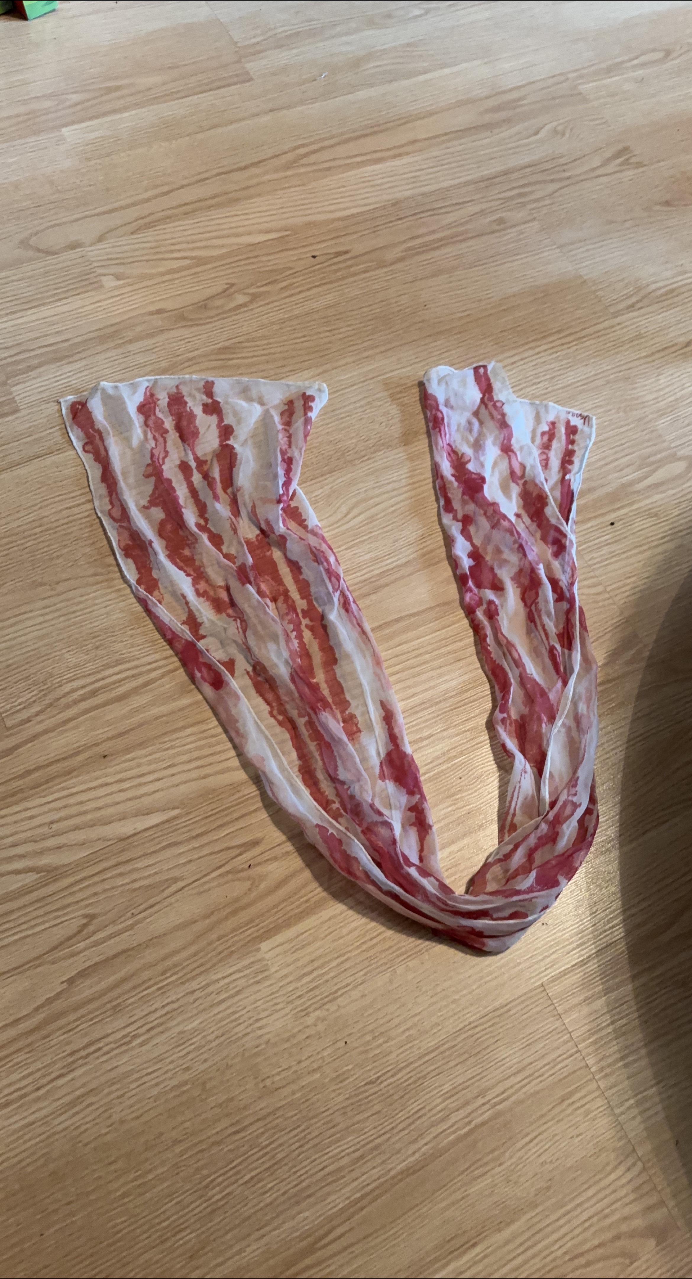 Red & White Patterned Scarf thumbnail