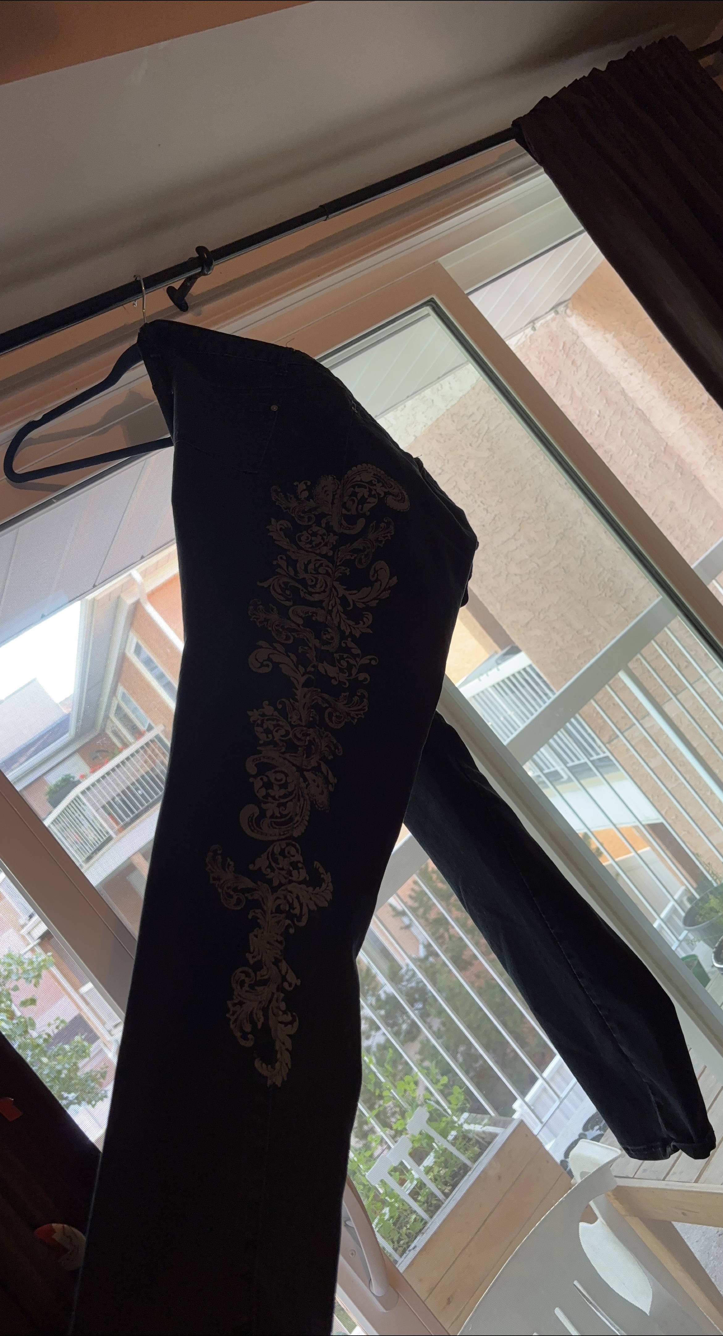 Black Jeans with Floral Design thumbnail