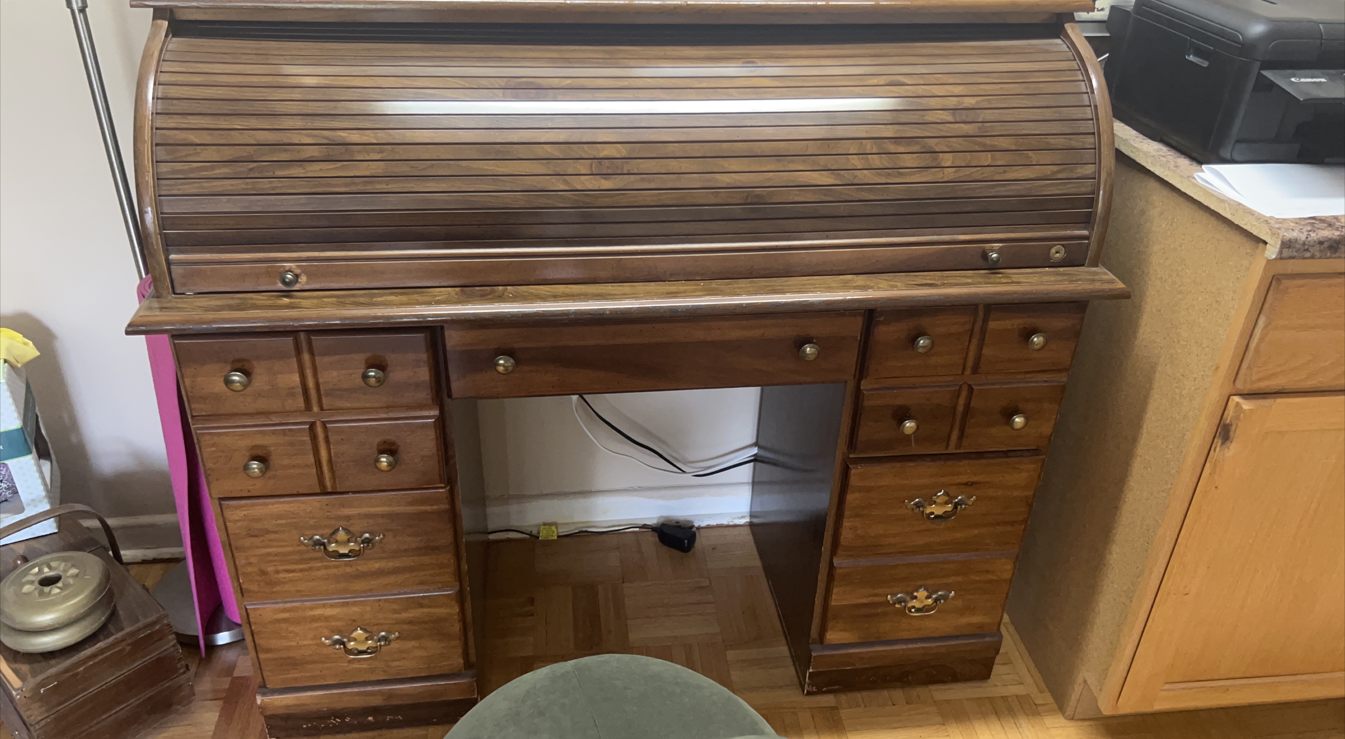 Roll Top Wooden Desk