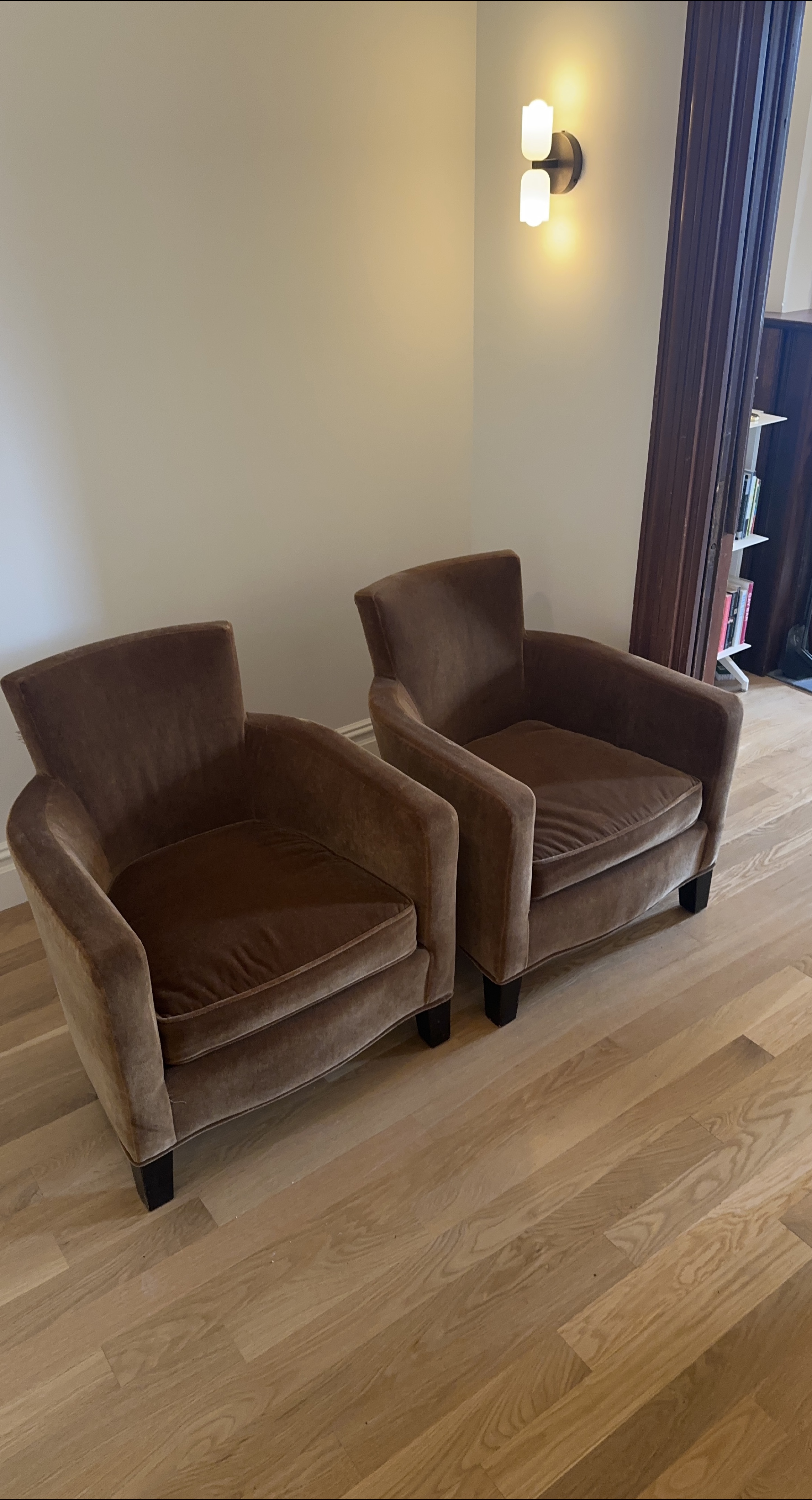 Brown Velvet Armchairs - Set of 2