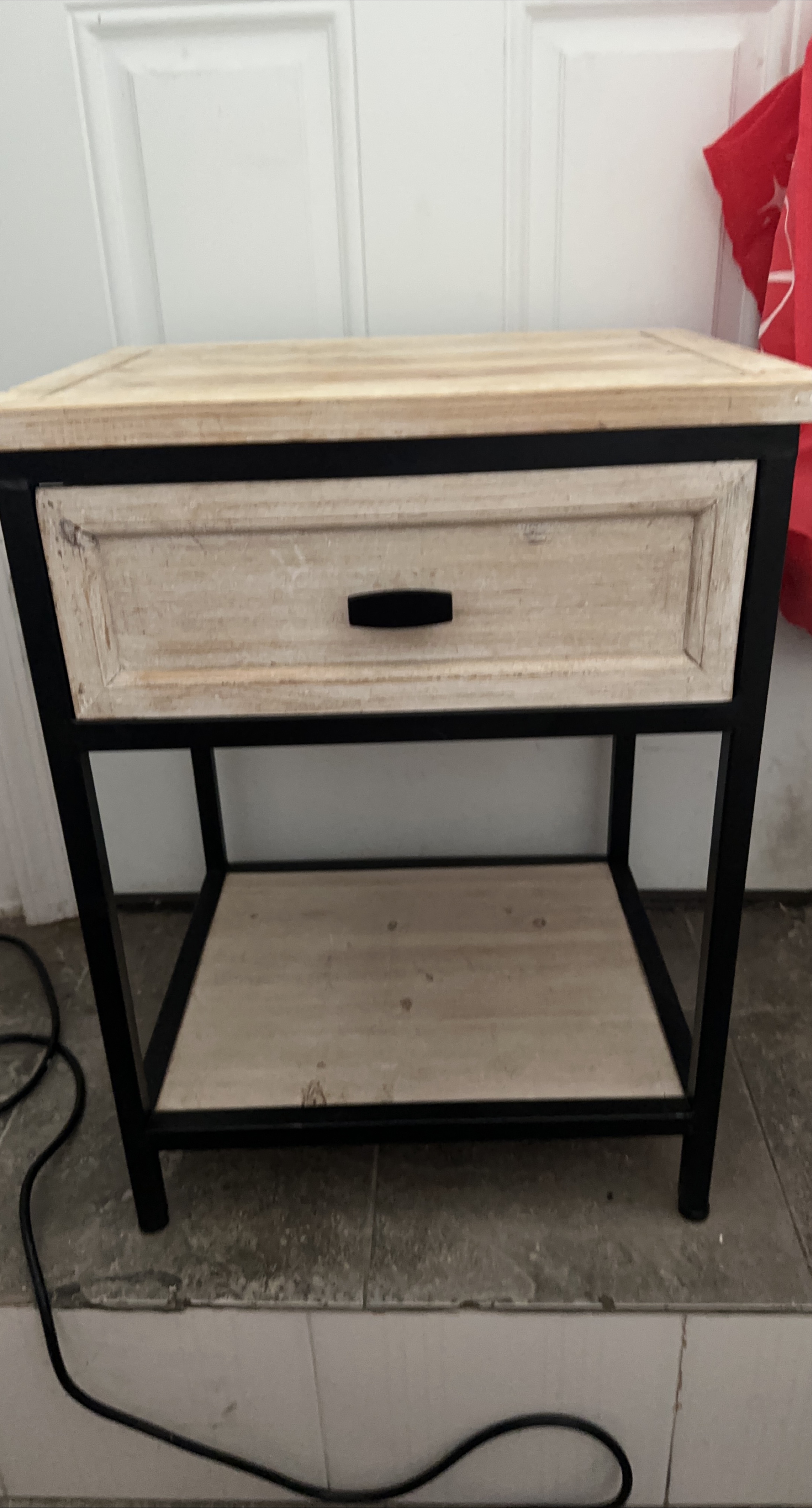 Wood & Metal Accent Table with Drawer thumbnail