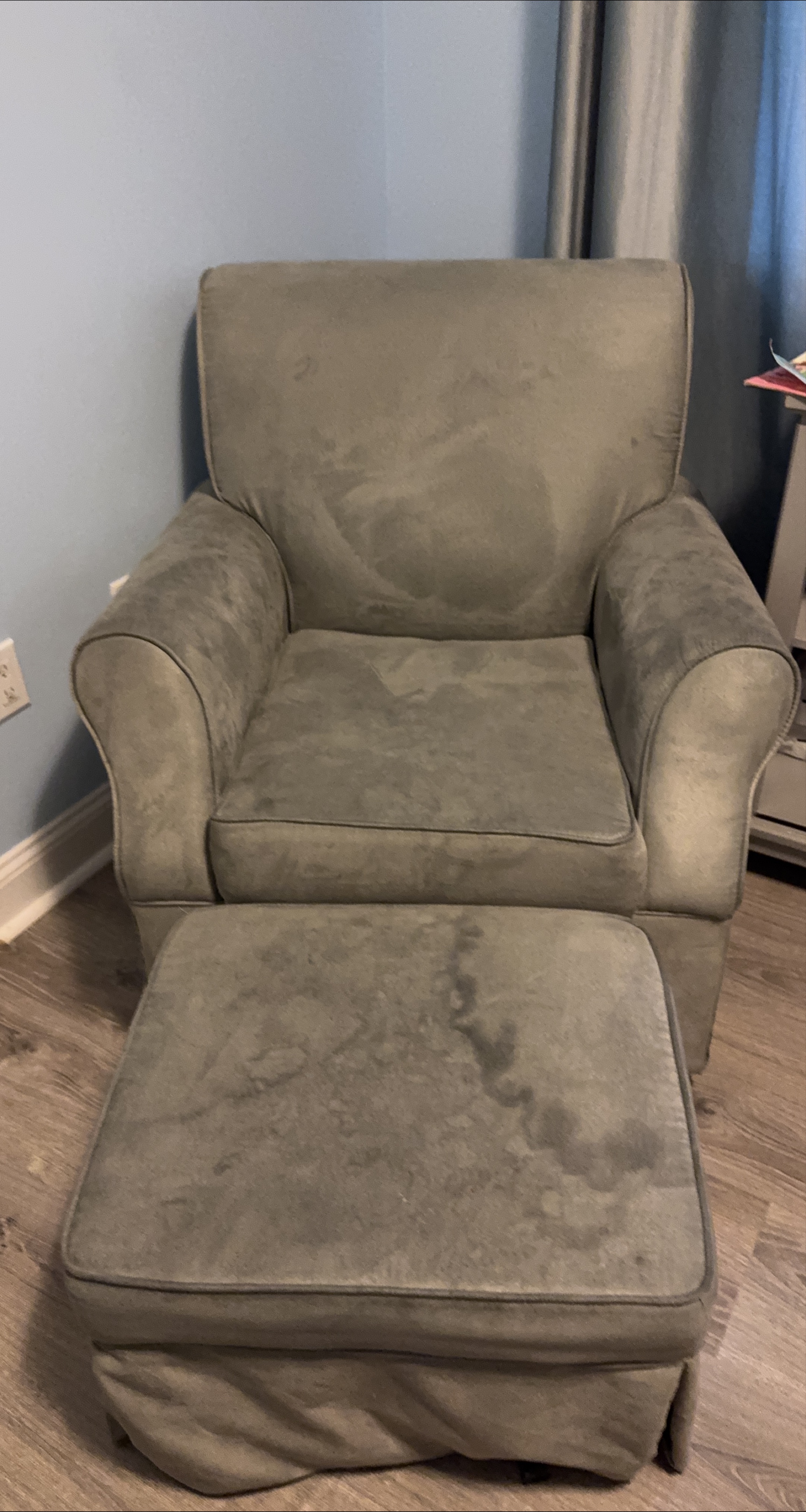 Armchair and Ottoman Set - Gray thumbnail