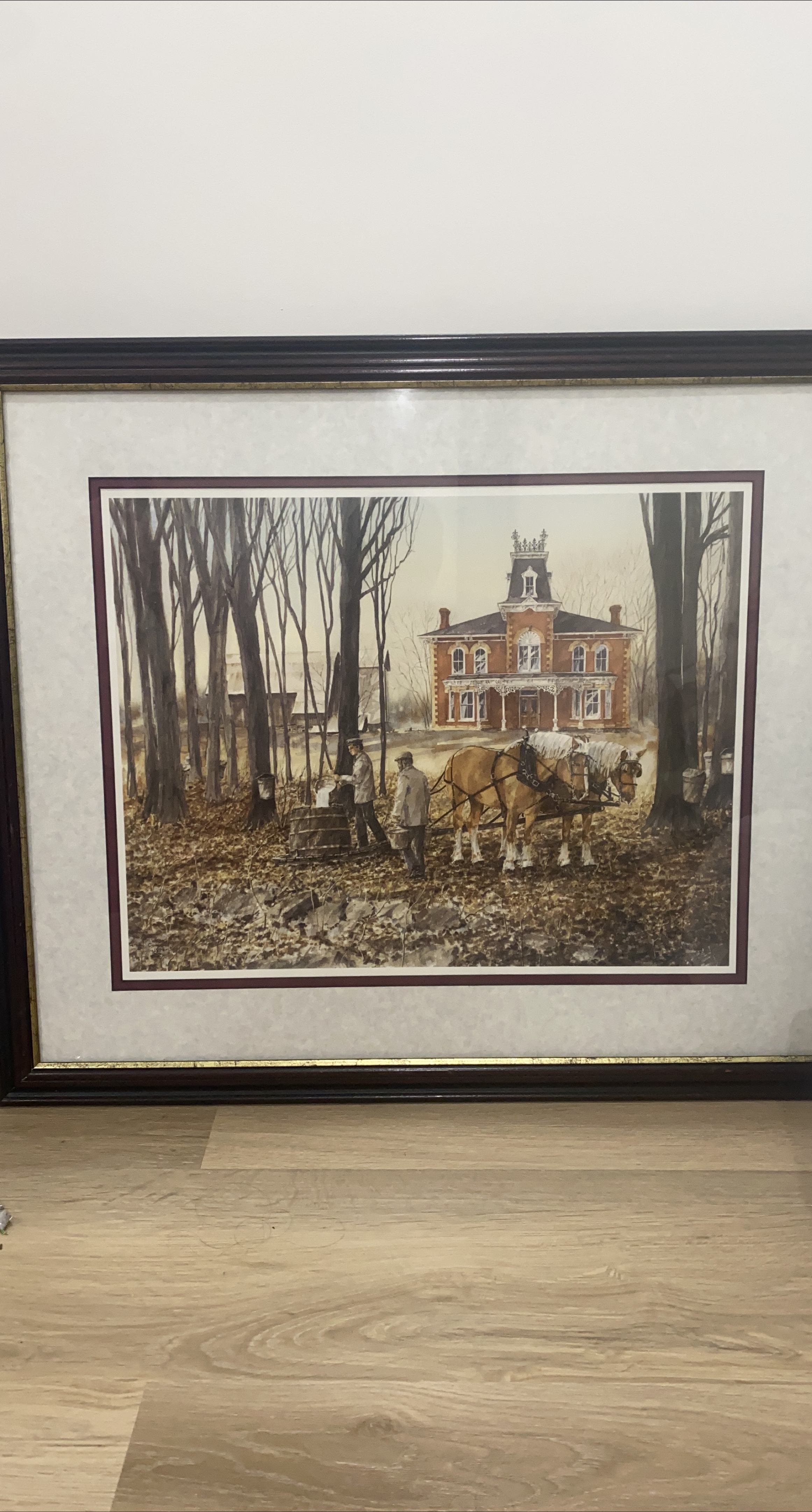 Framed Print of Maple Syrup Harvesting Scene thumbnail