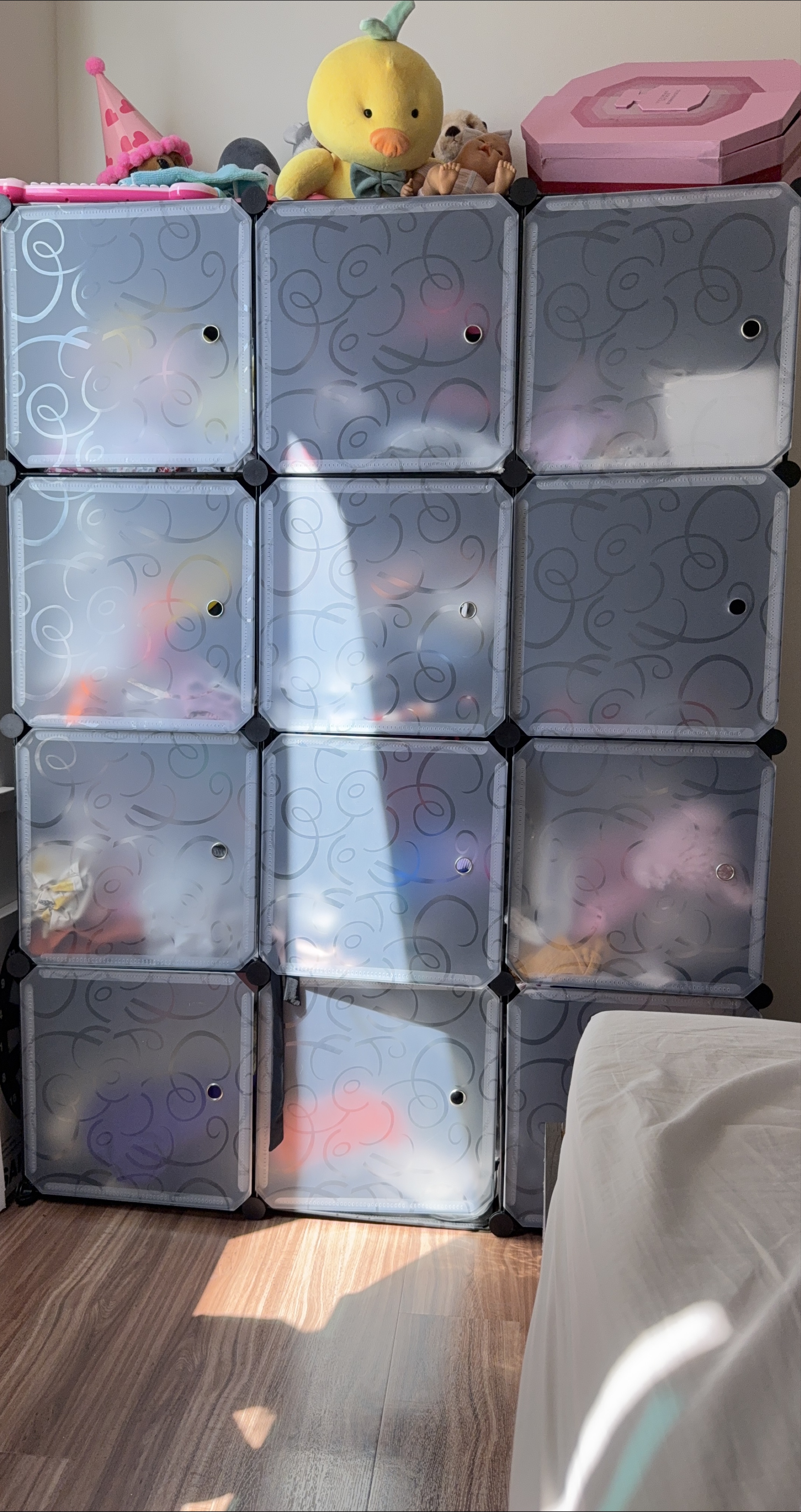 Grey 12-Cube Storage Shelf