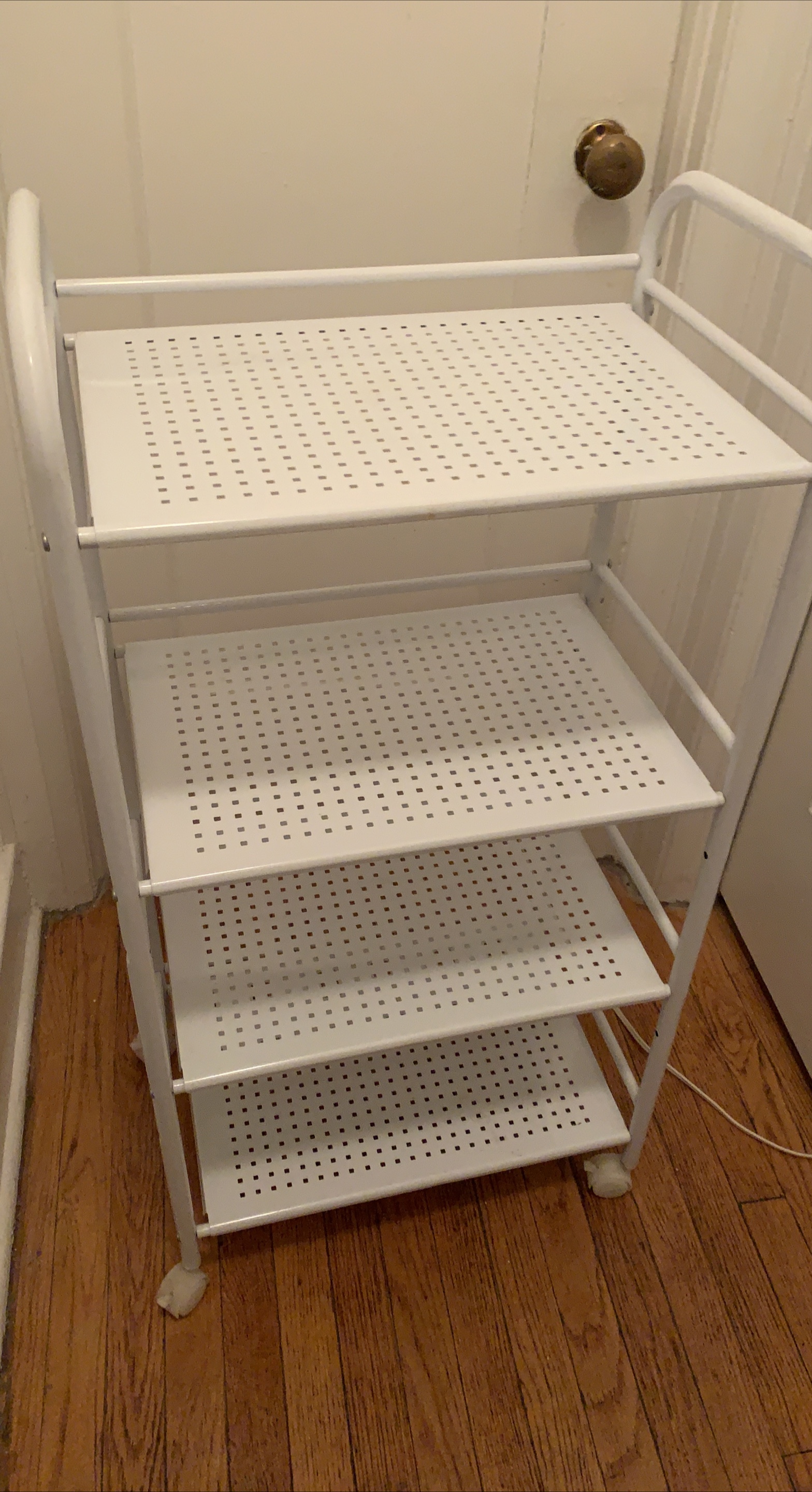 White Metal Rolling Cart