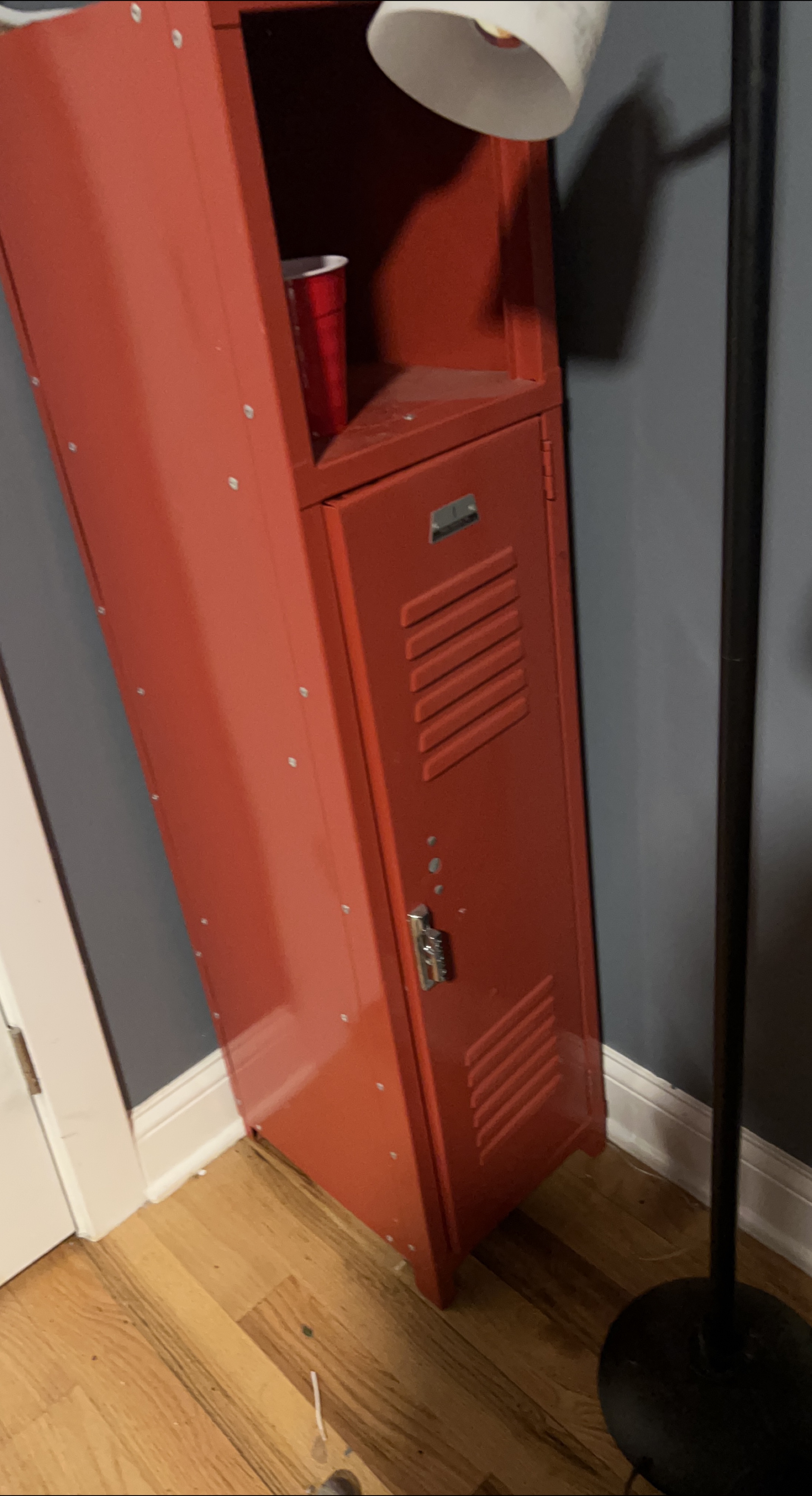 Red Metal Locker with Lock