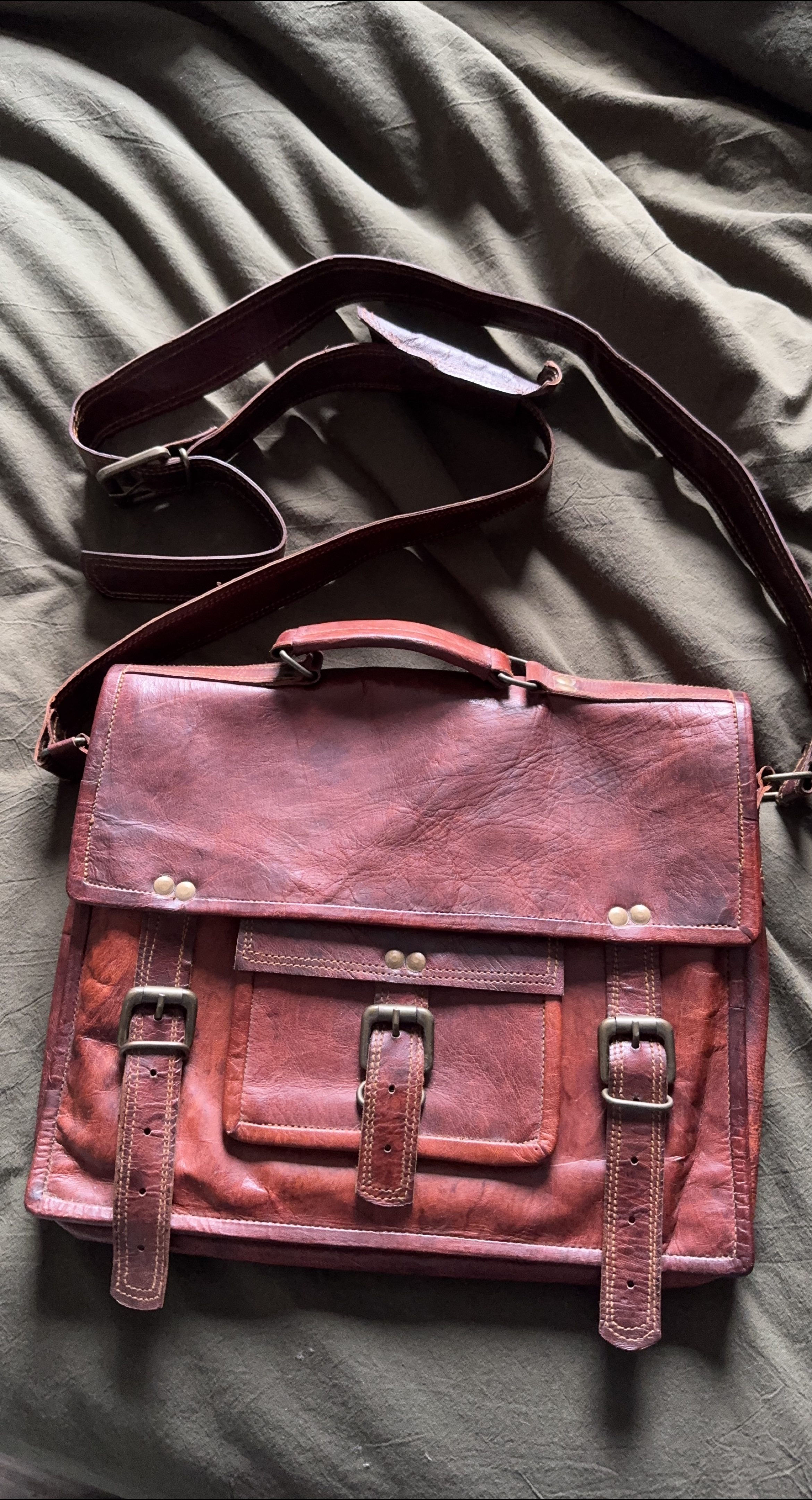 Leather Satchel Messenger Bag thumbnail
