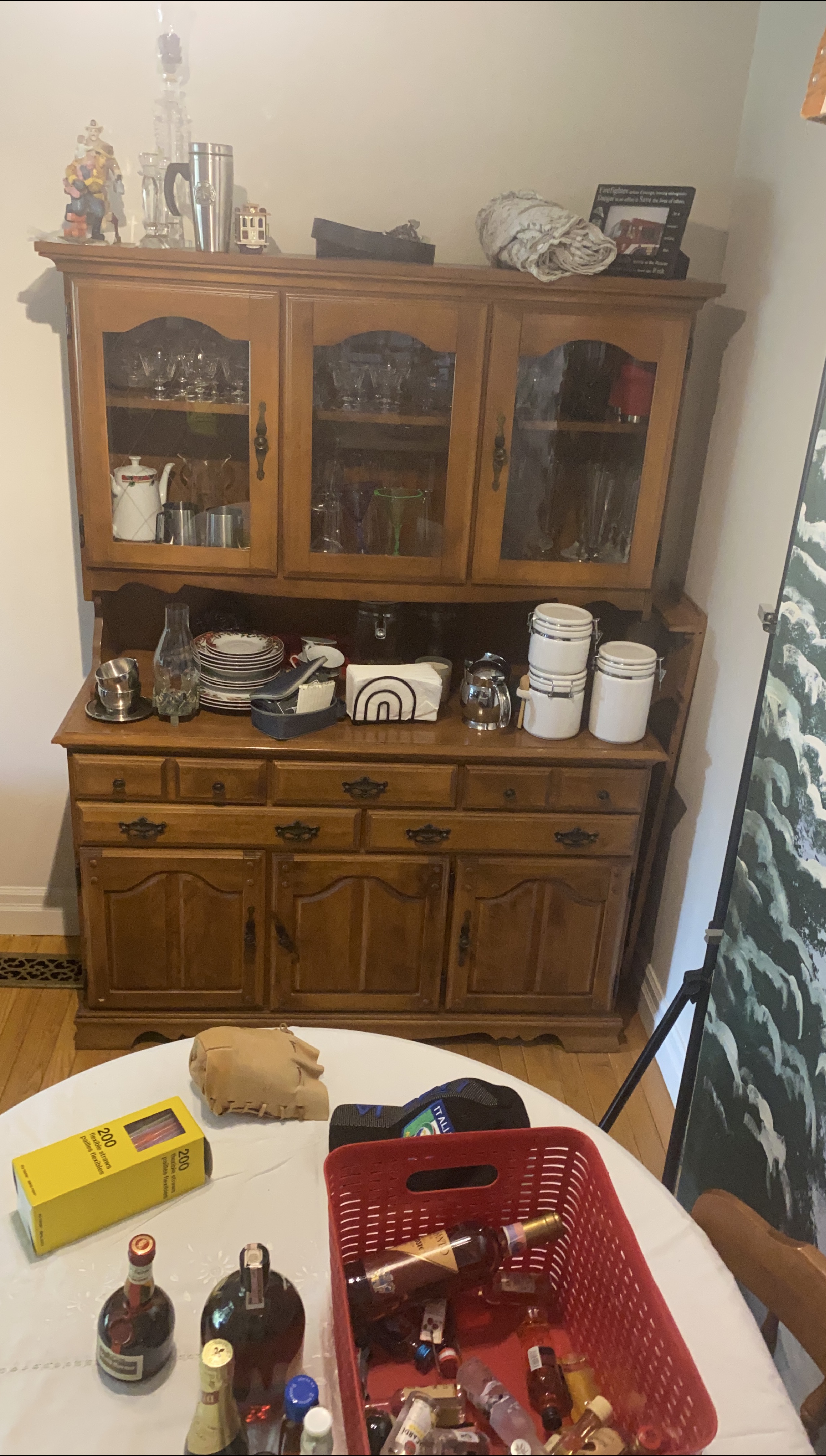 Wooden Hutch with Glass Cabinets thumbnail