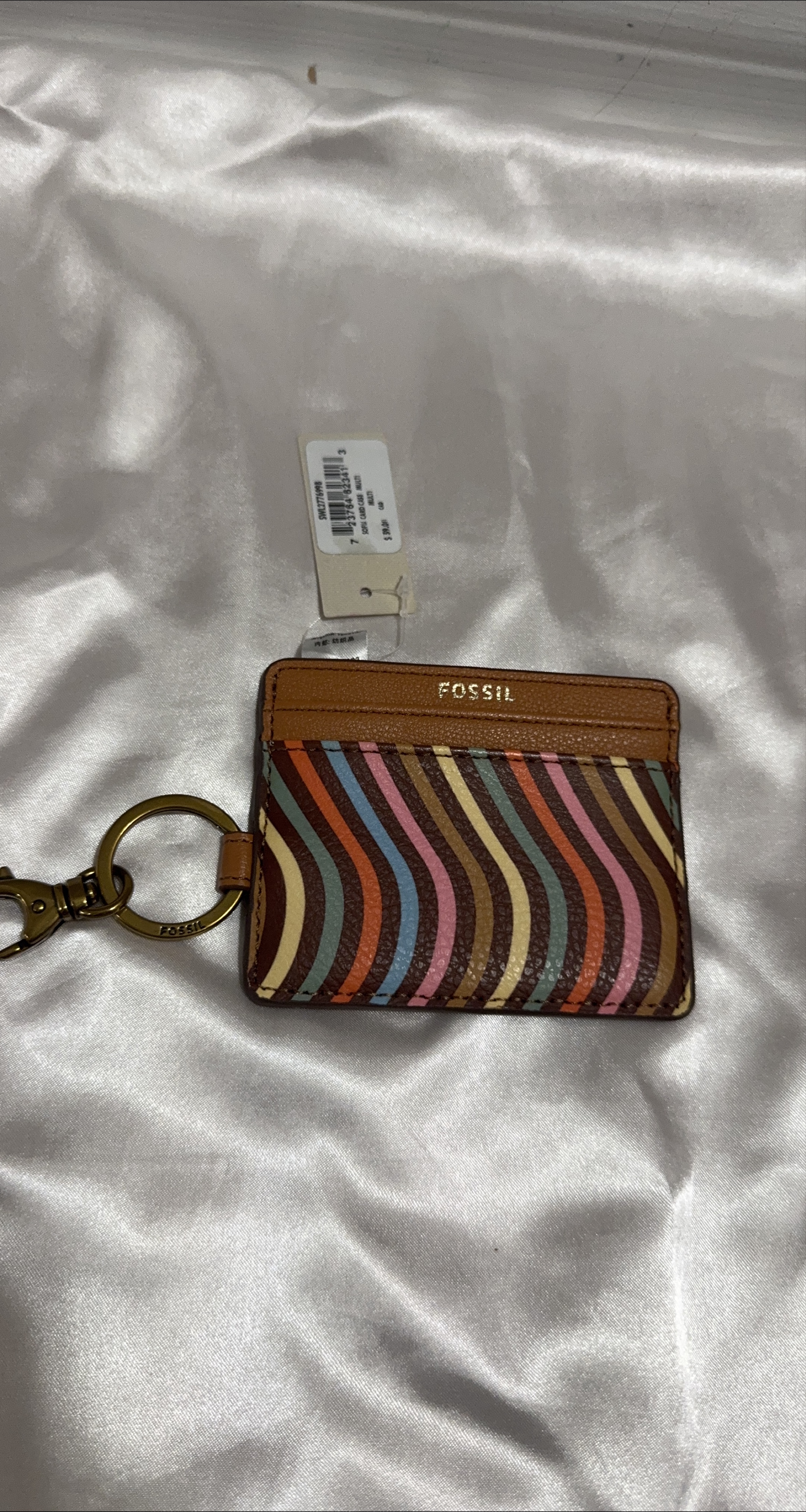 Fossil Leather Card Case Keychain - New thumbnail