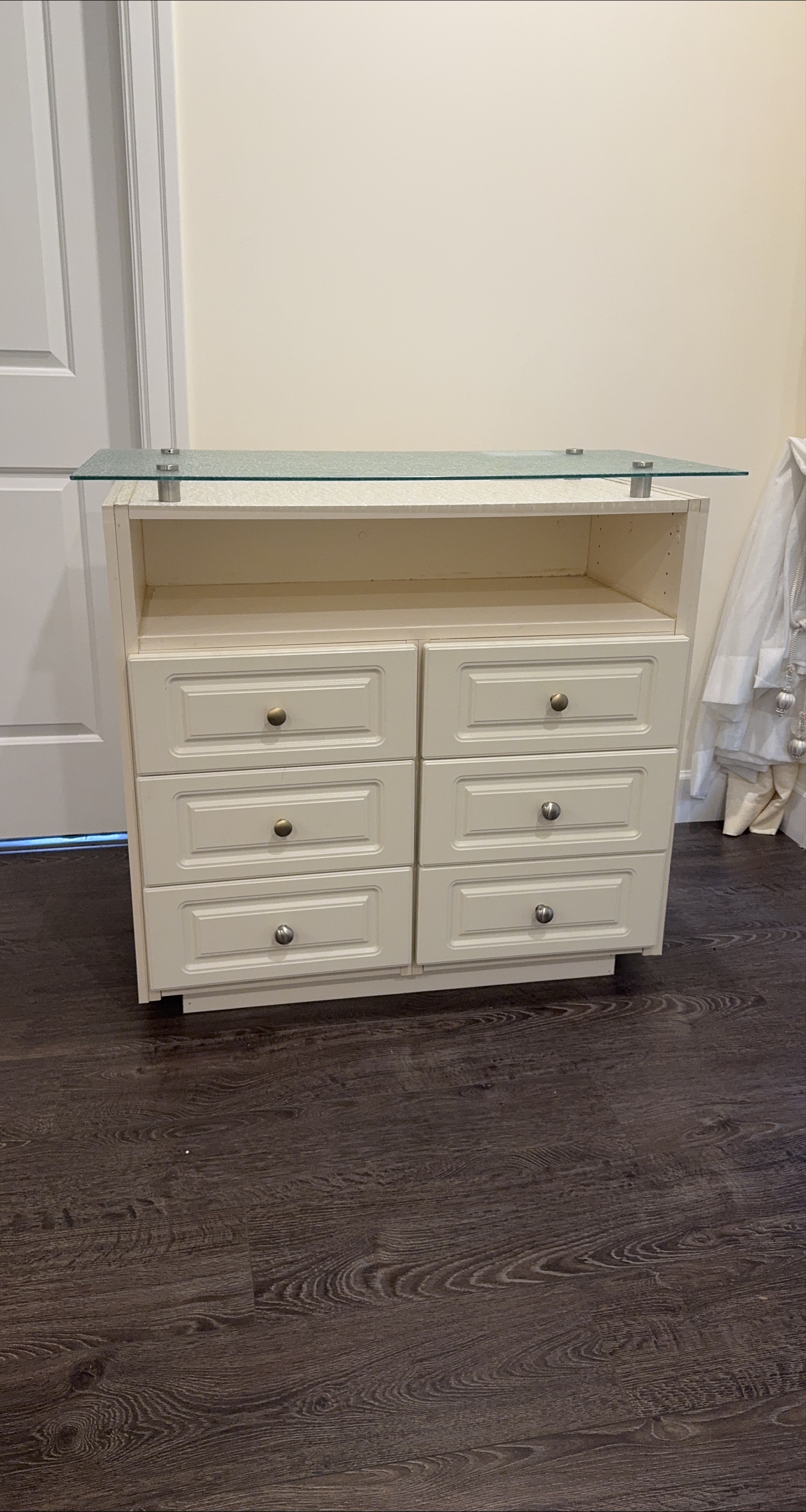 Off-White Dresser with Glass Top thumbnail