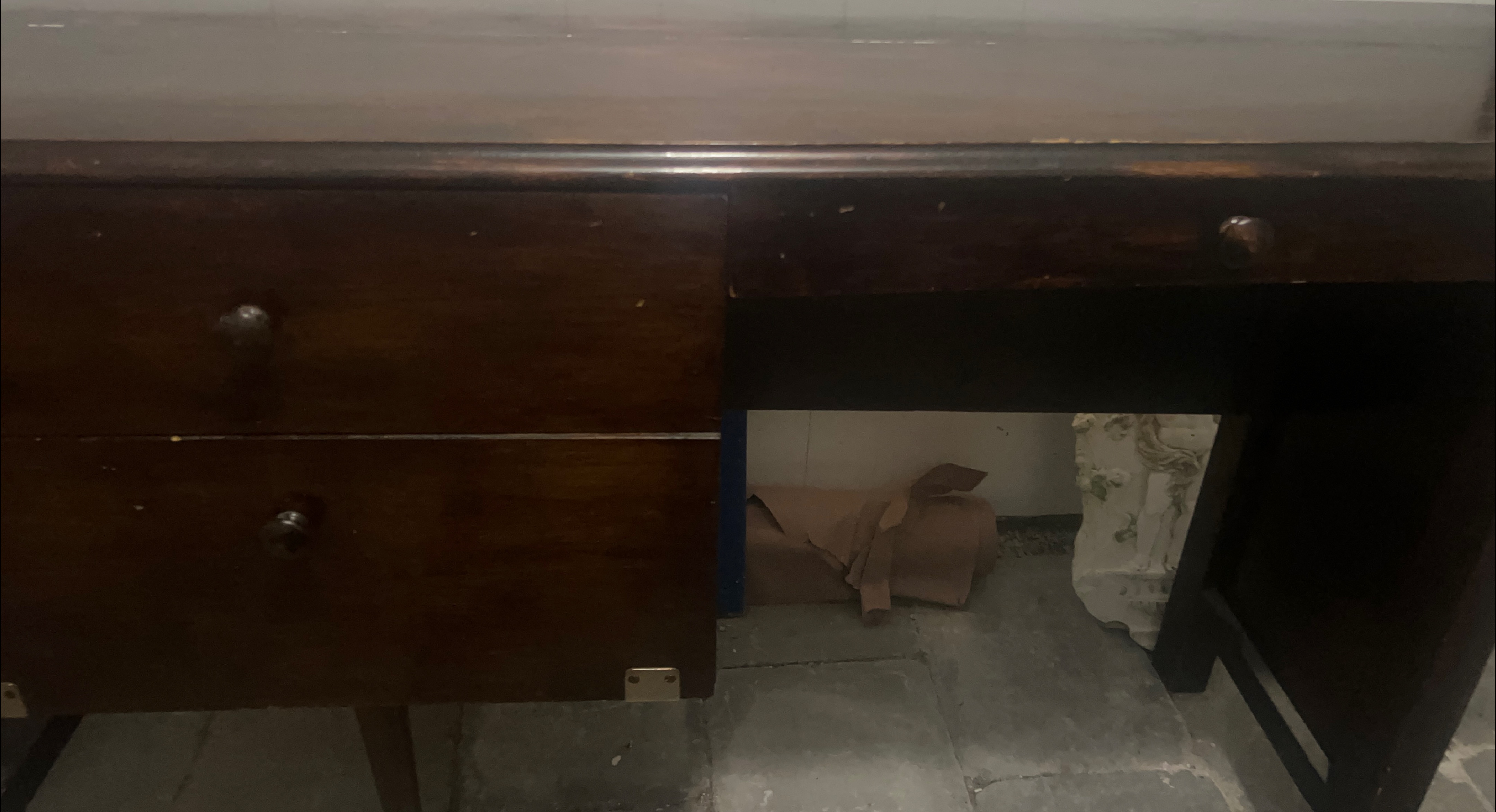 Dark Wood Desk with Drawers