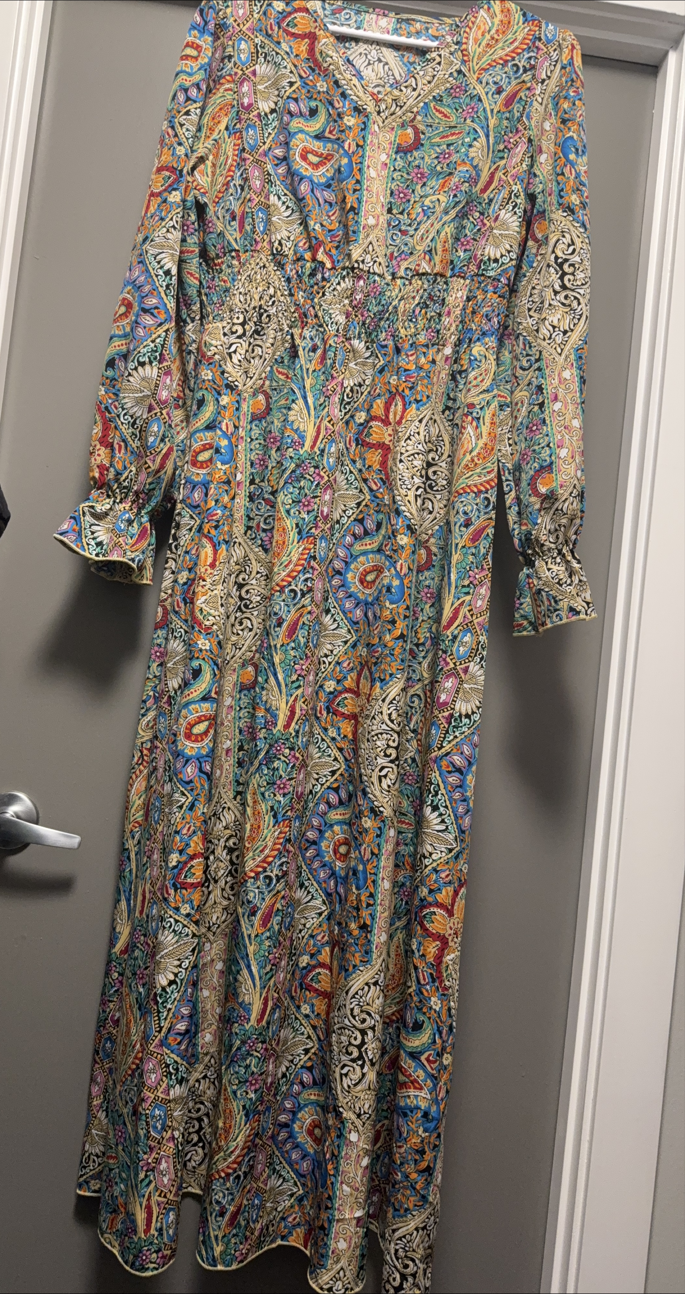 Paisley Print Long Sleeve Maxi Dress thumbnail