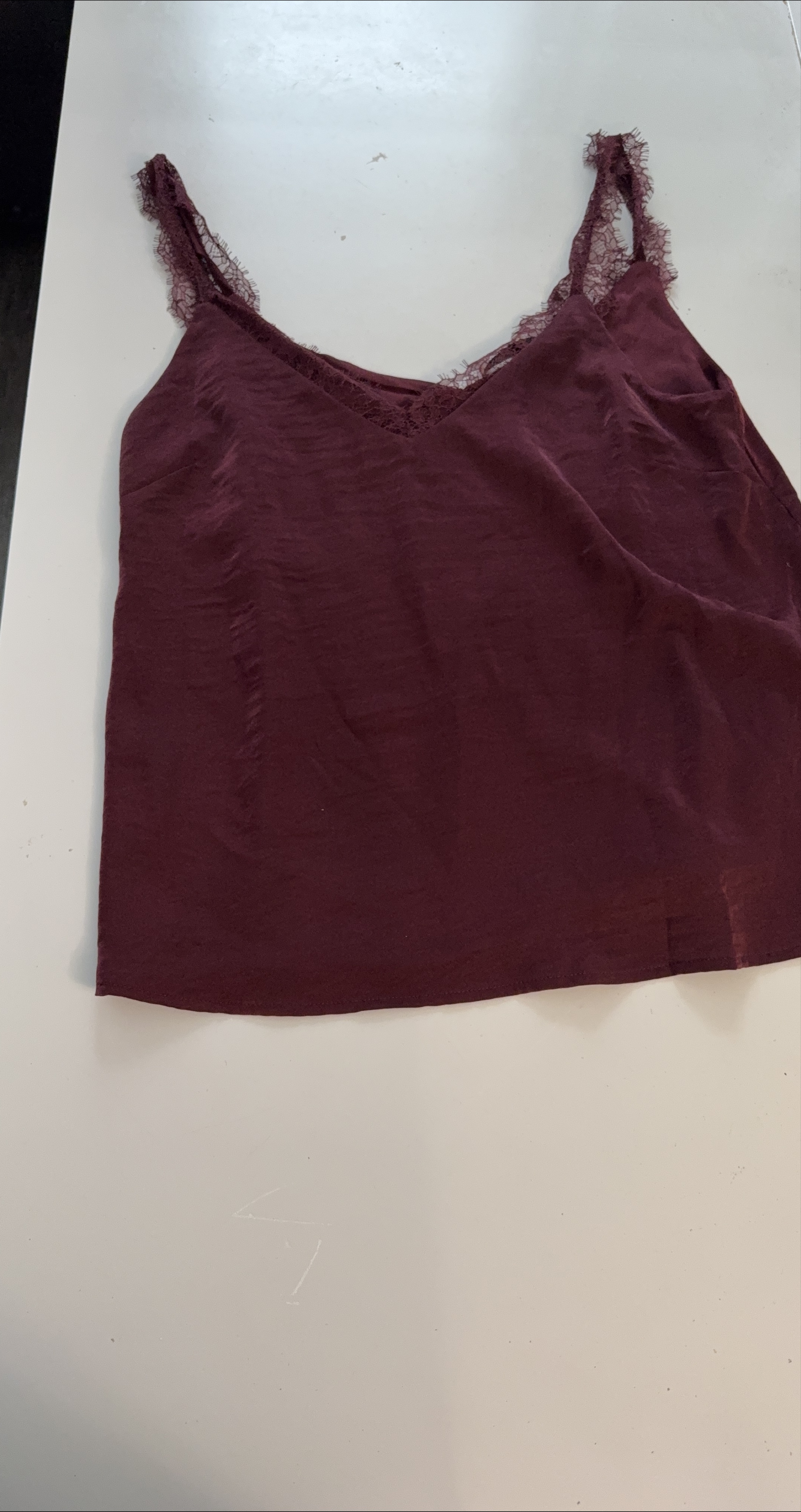 Burgundy Lace Trim Cami Top thumbnail
