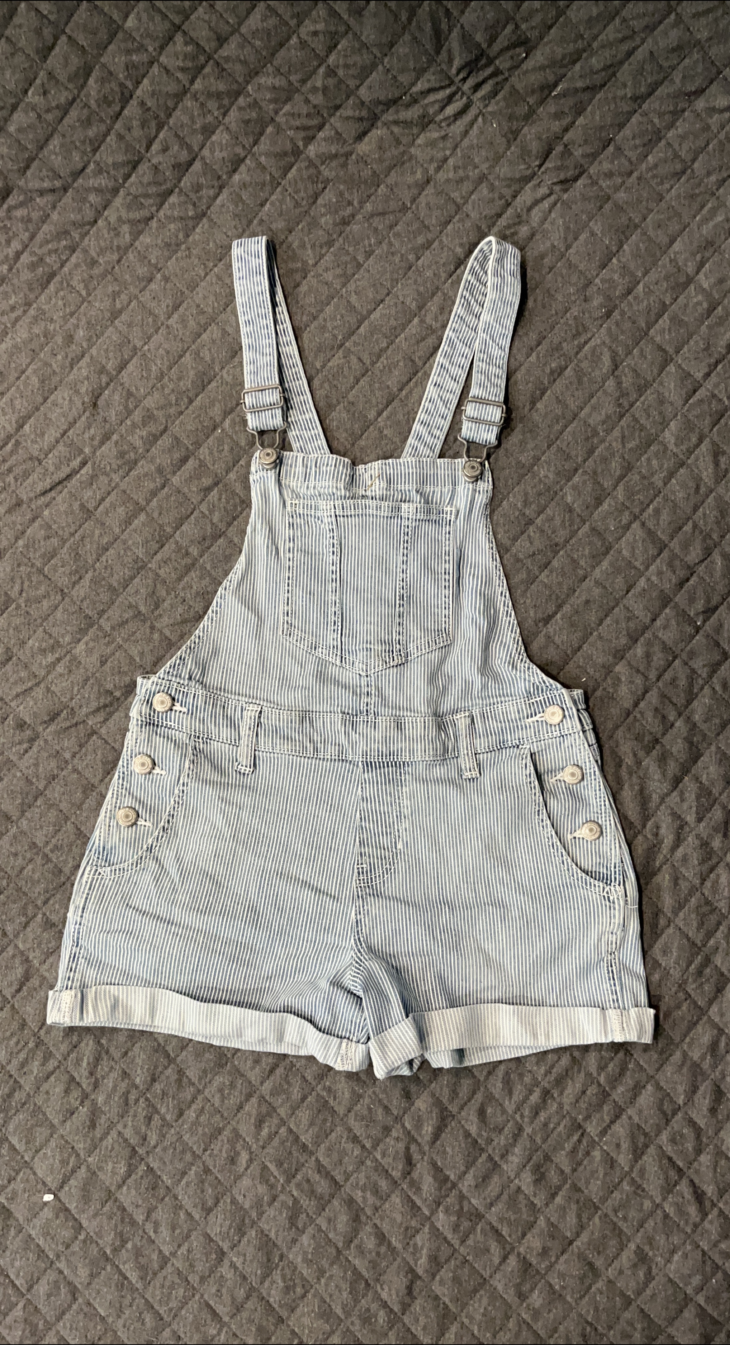 Striped Denim Overalls thumbnail