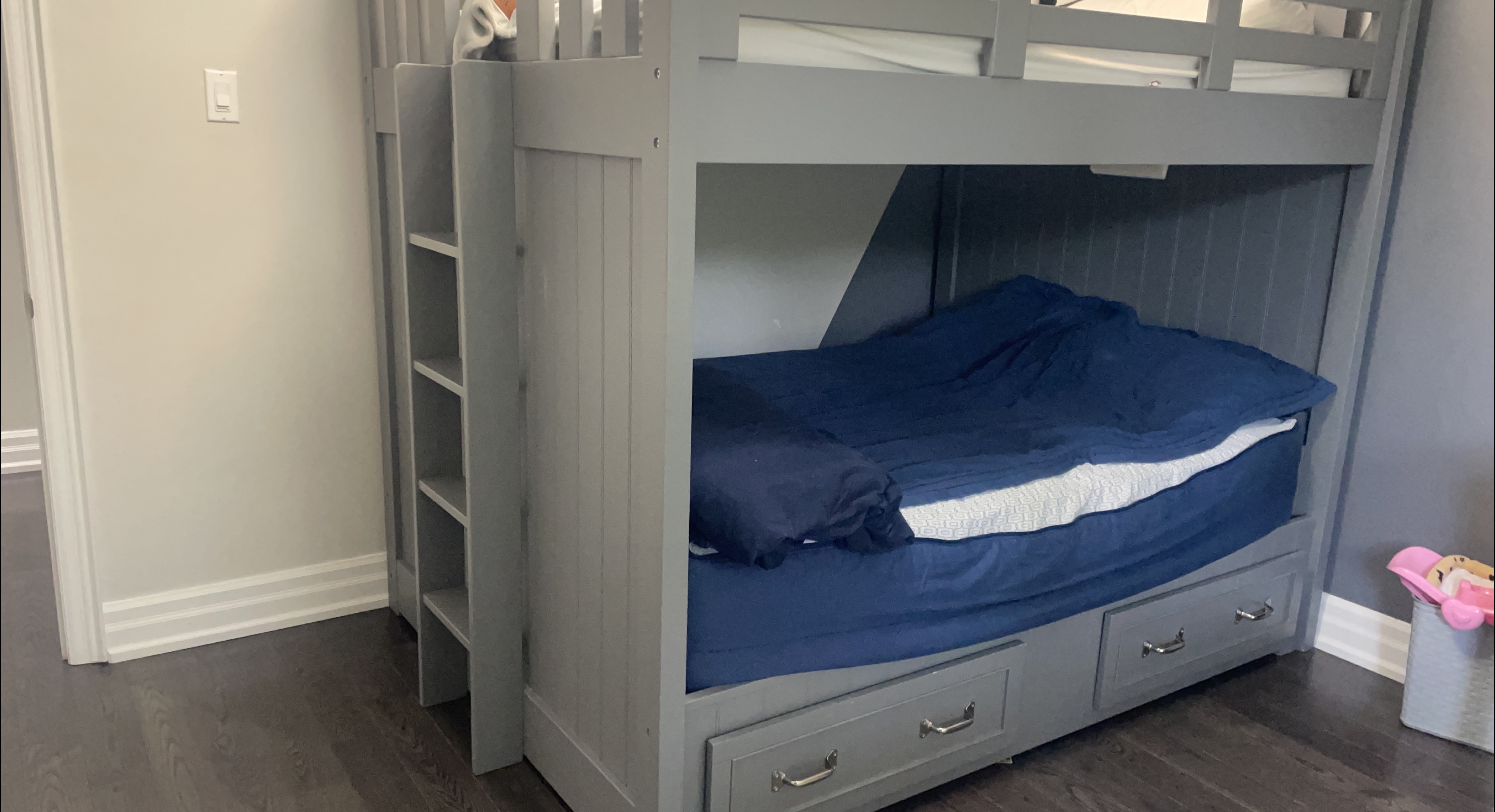 Grey Bunk Bed with Ladder & Storage thumbnail