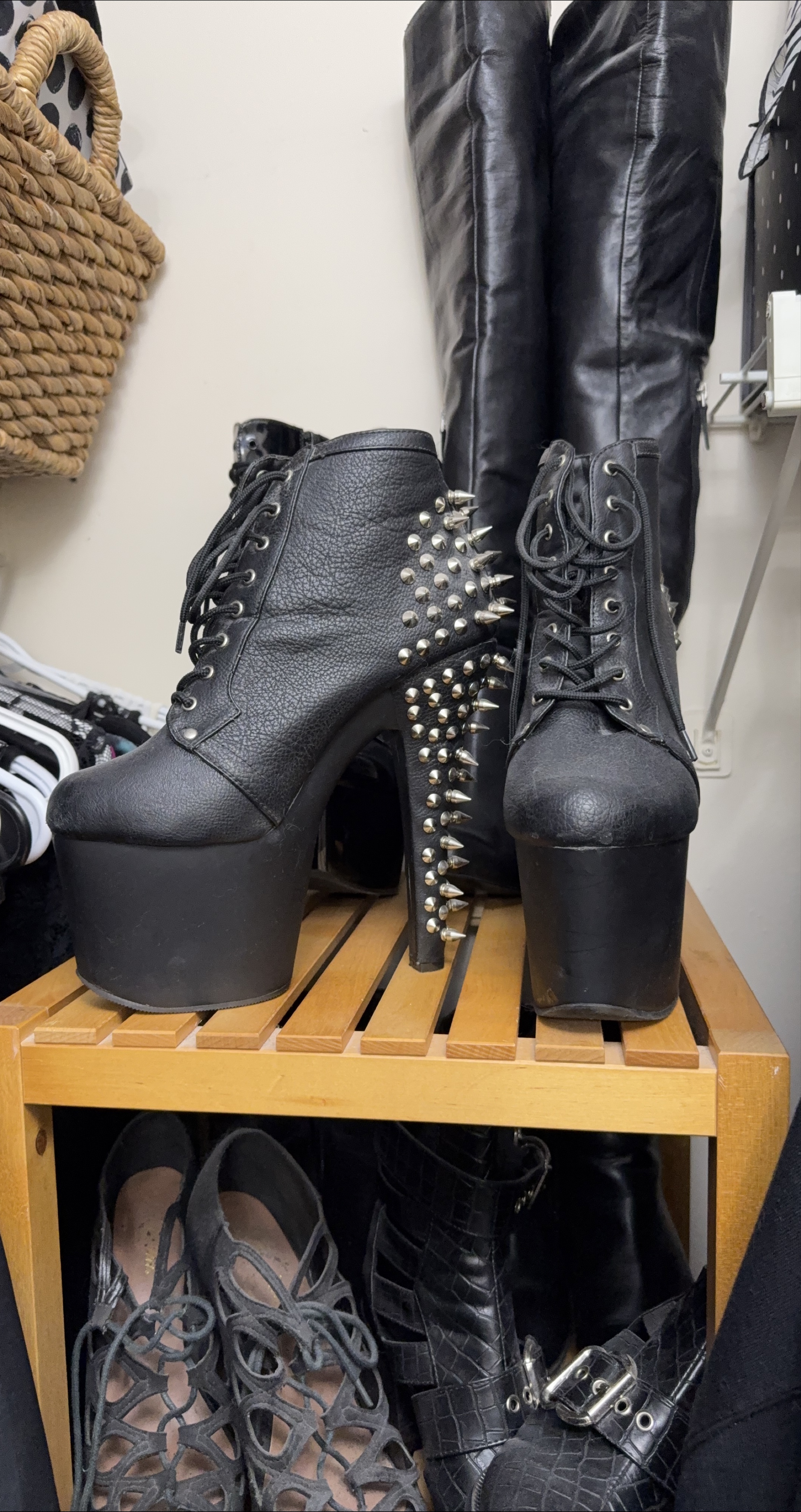 Pleaser brand Platform Ankle Boots with Spikes thumbnail