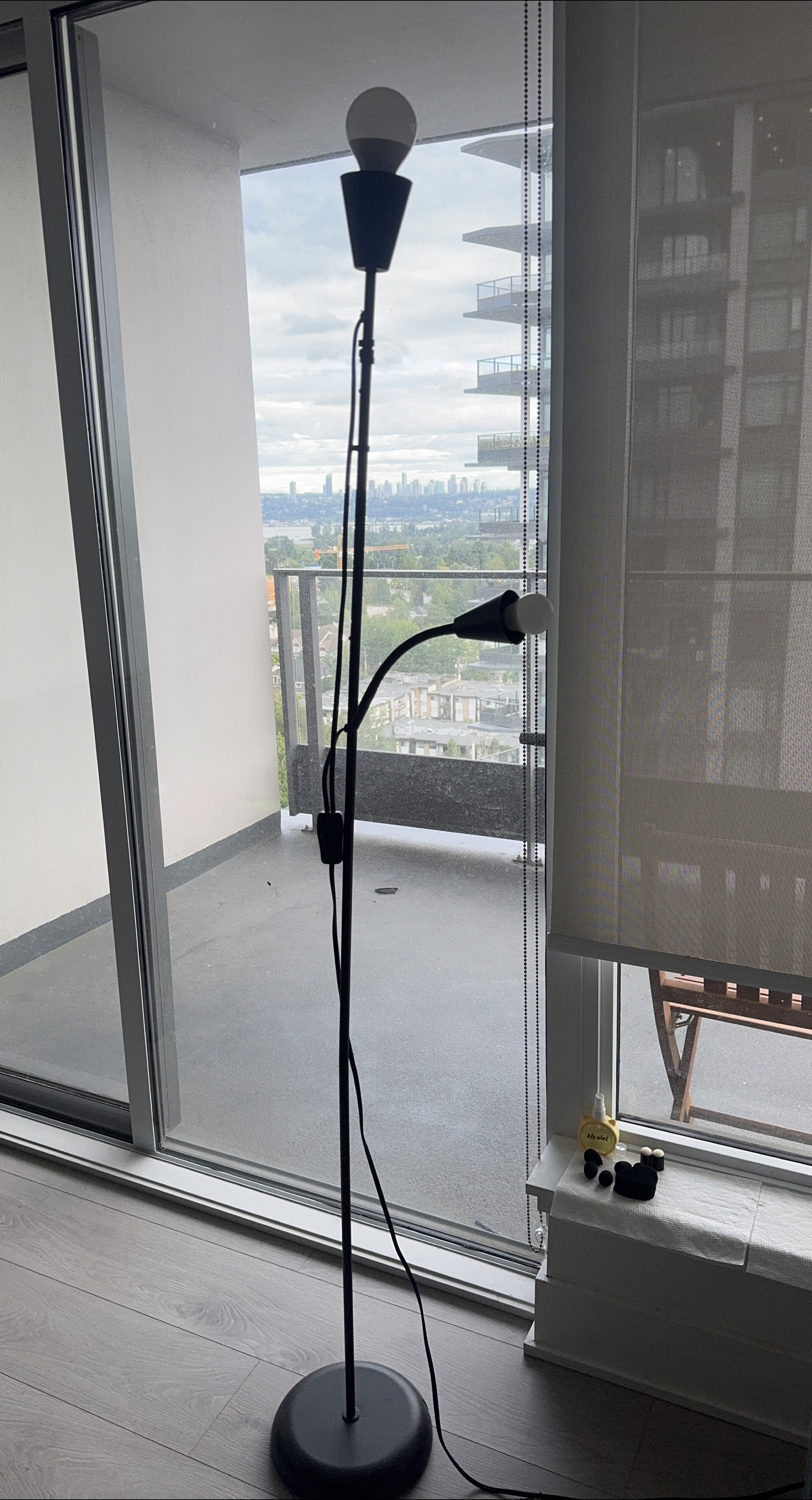 Black Floor Lamp with Two Lights thumbnail