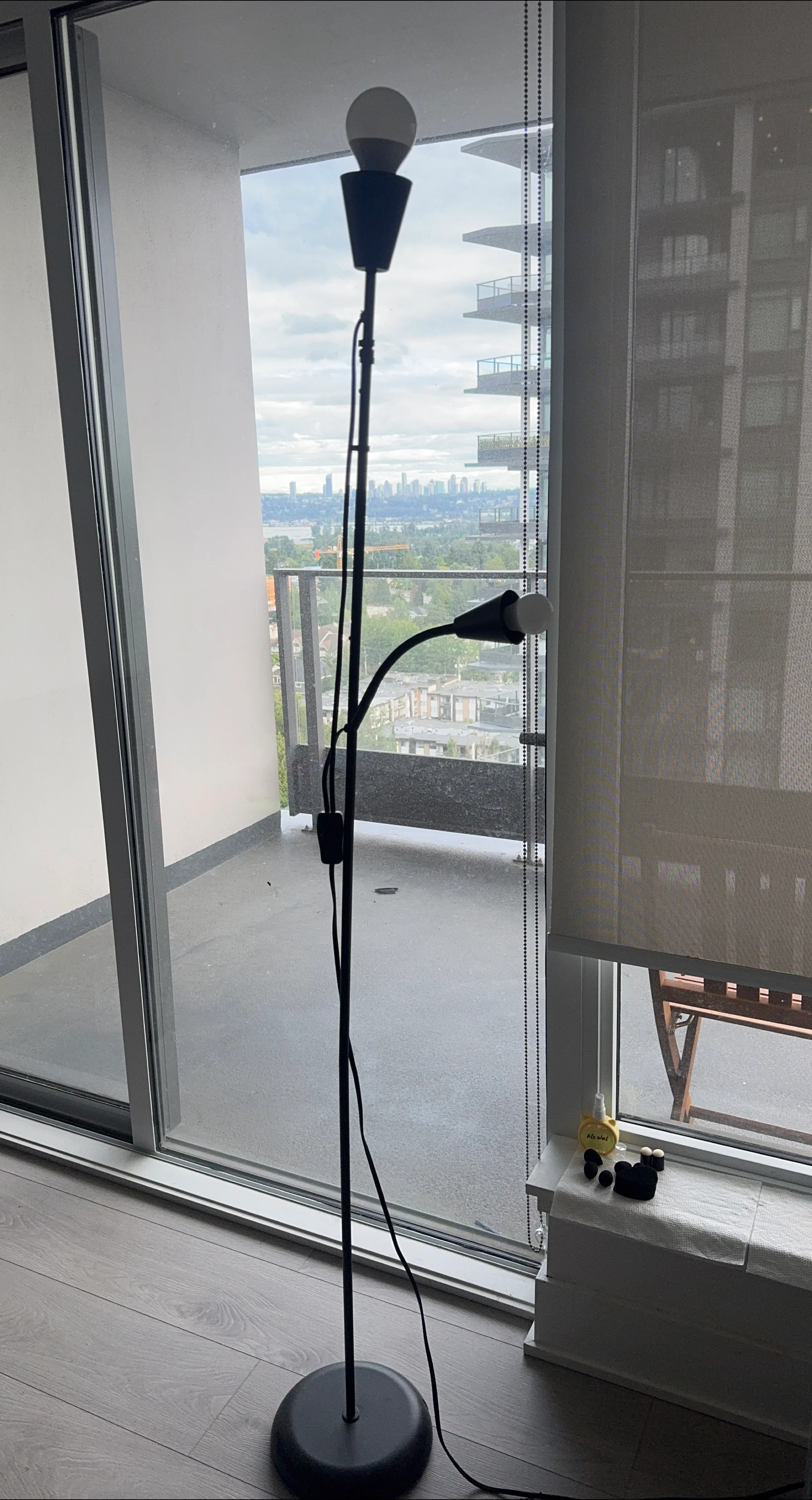 Black Floor Lamp with Two Lights