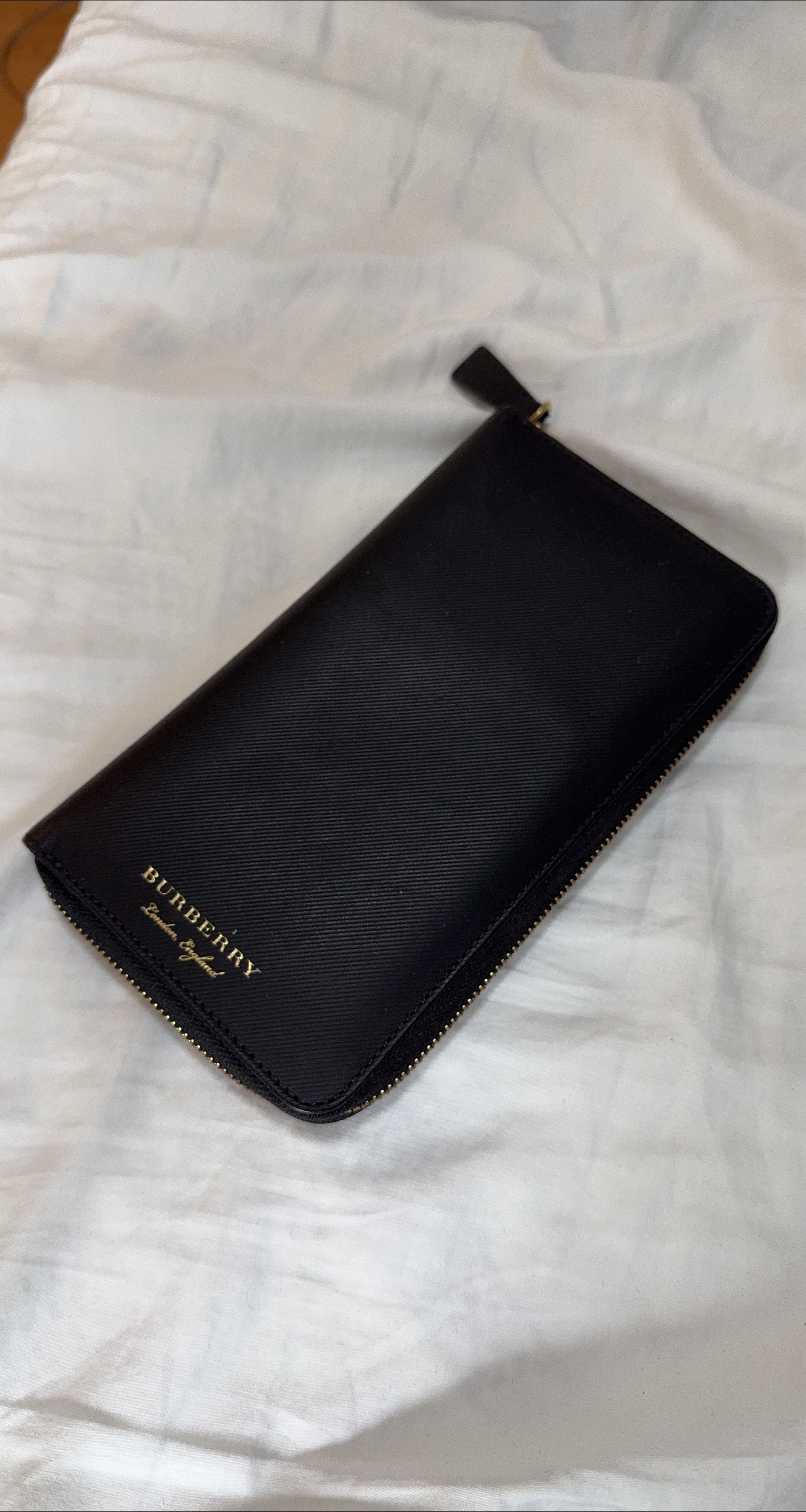 Burberry Black Leather Zip Around Wallet thumbnail