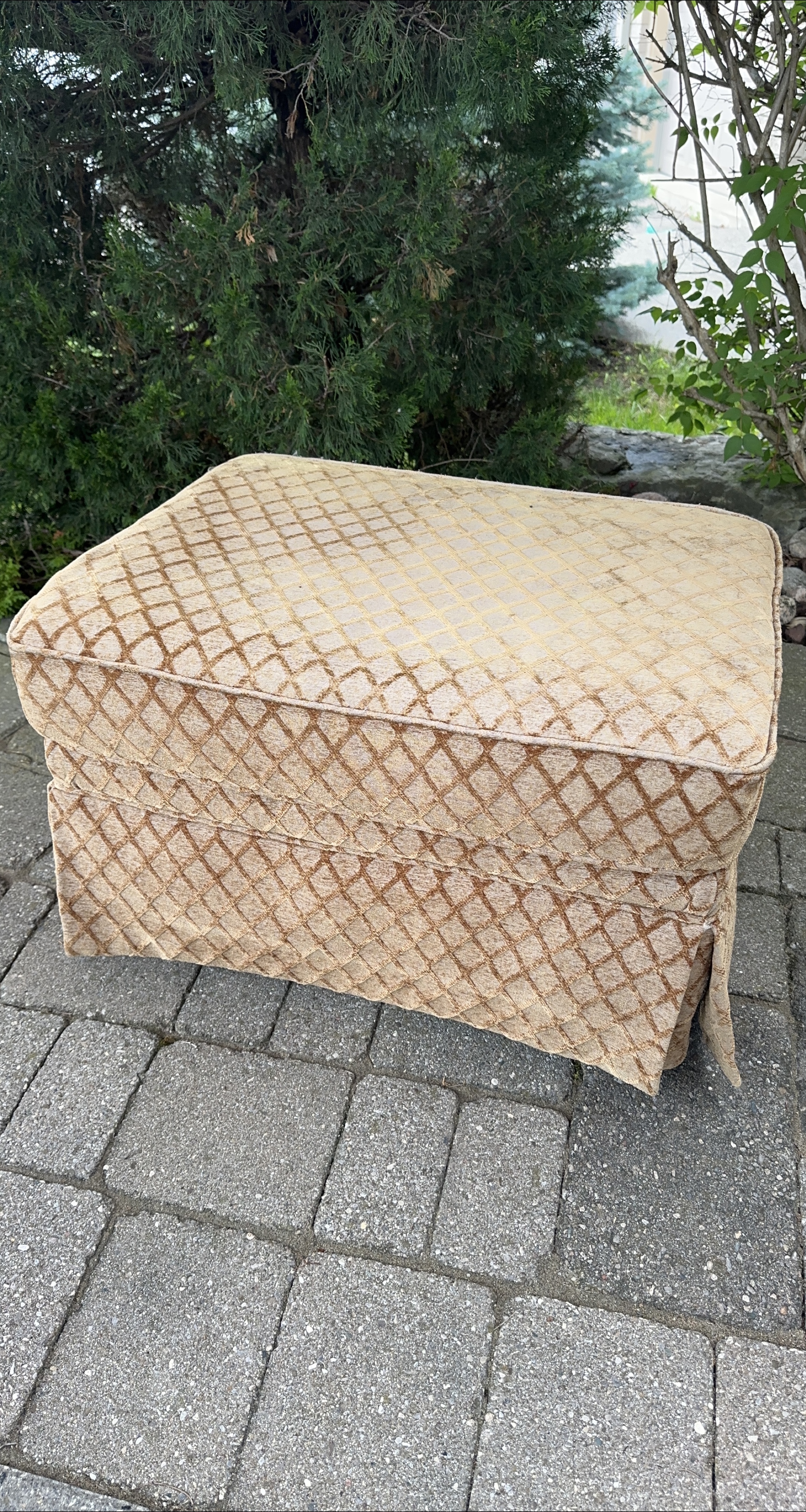 Patterned Beige Ottoman / Footstool thumbnail