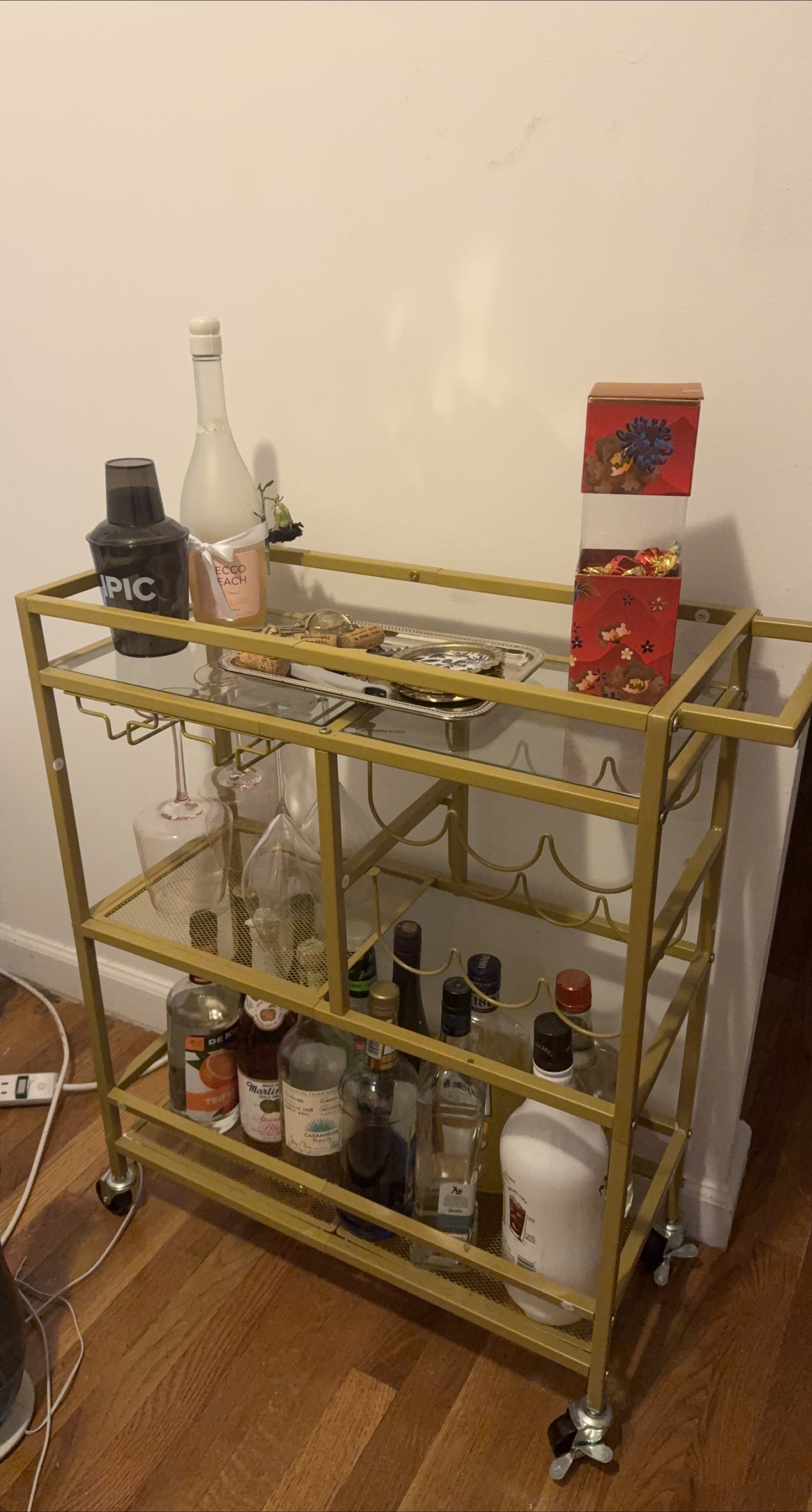 Gold Bar Cart with wheels thumbnail
