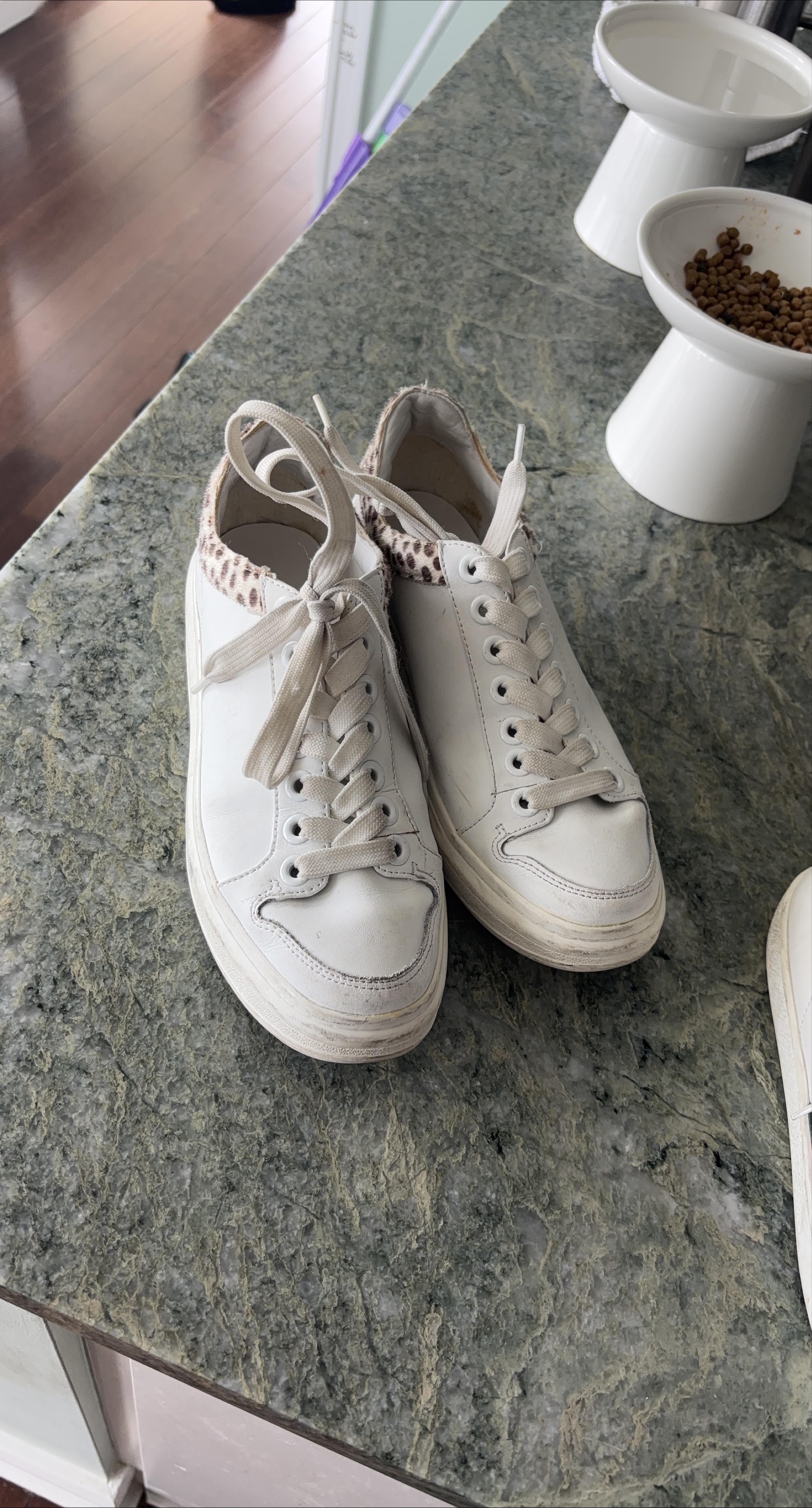 White Leather Sneakers with Leopard Print Detail thumbnail
