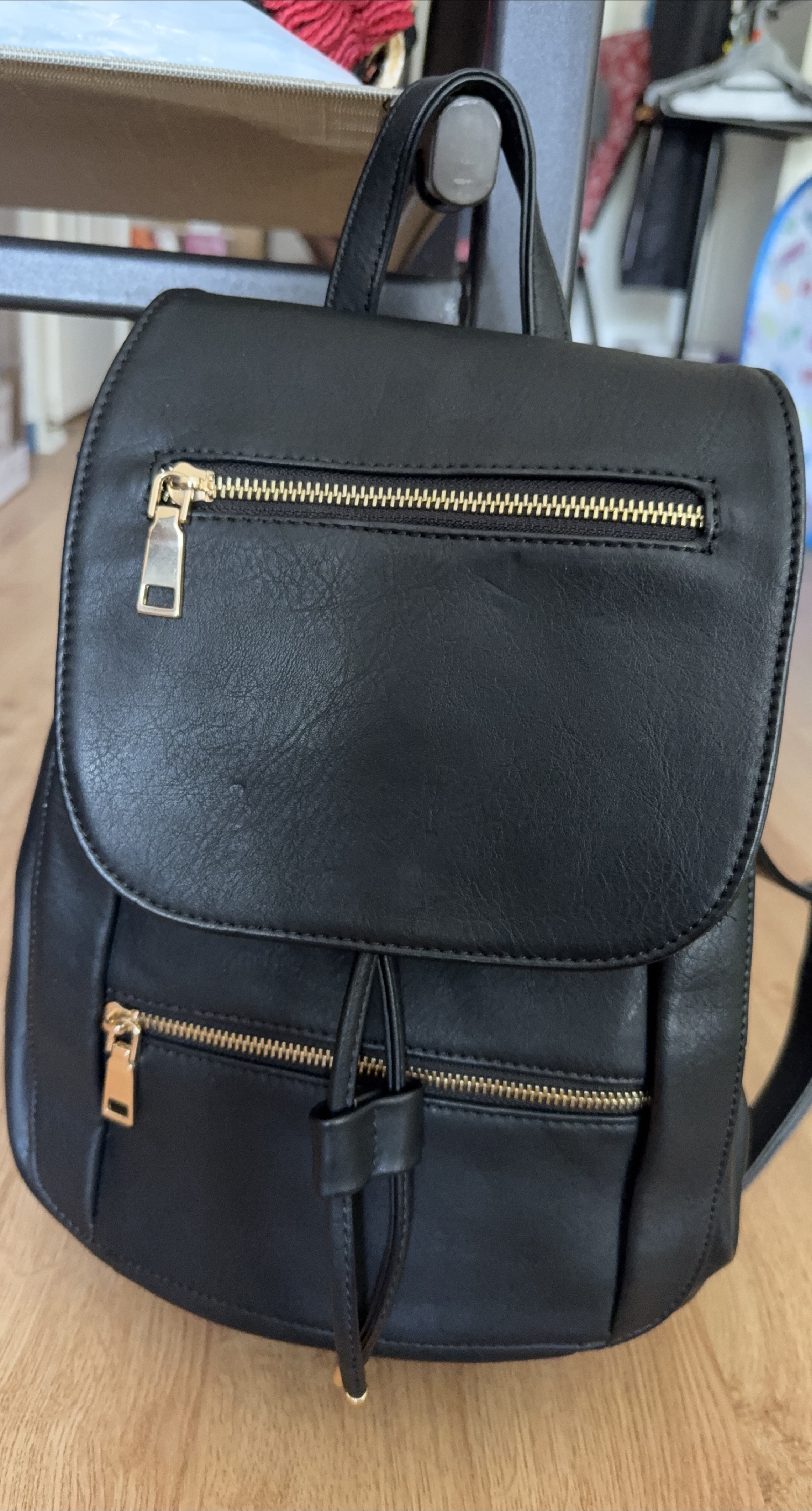 Black Leather Backpack