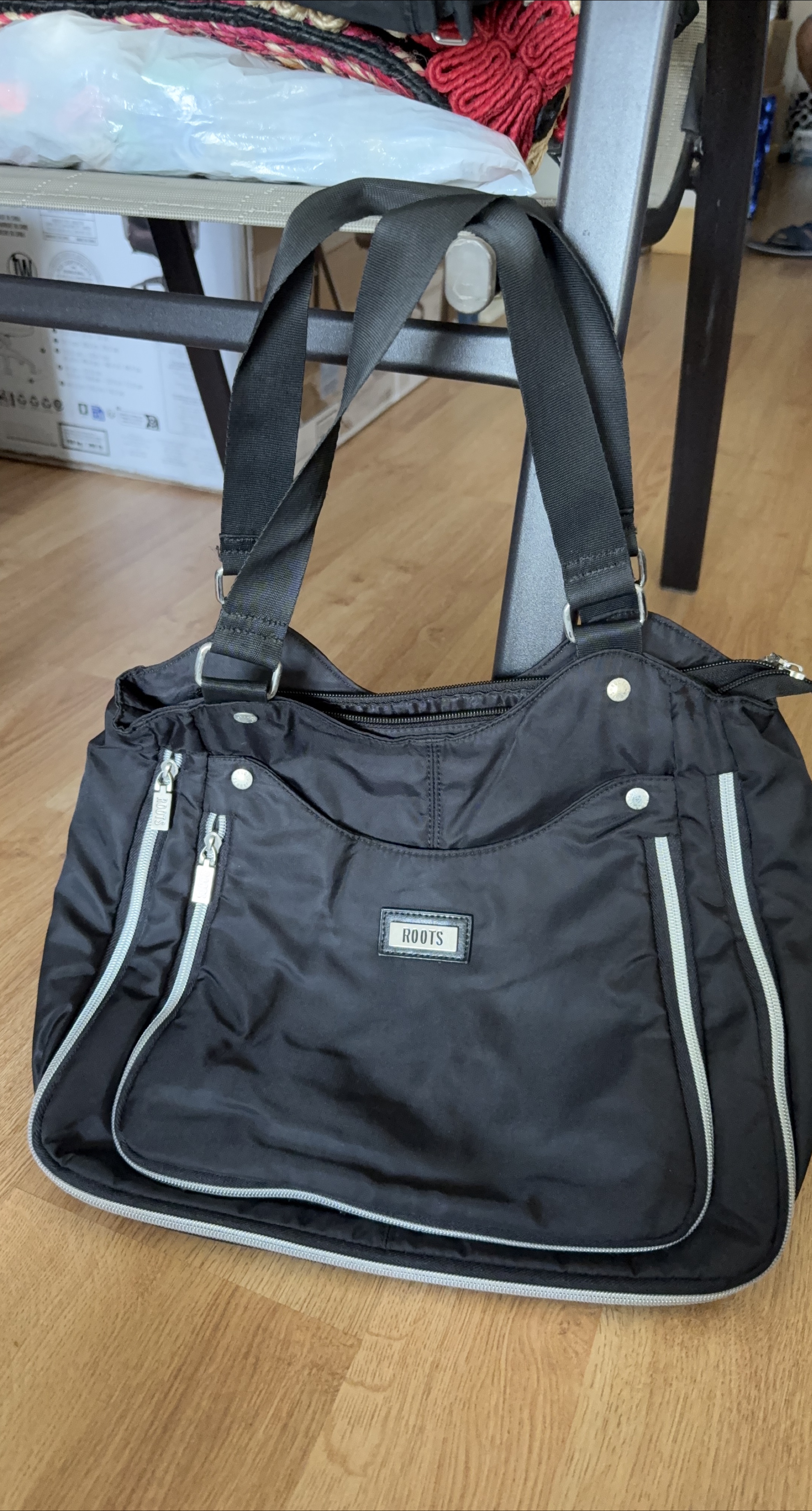 Roots Black Nylon Tote Bag thumbnail